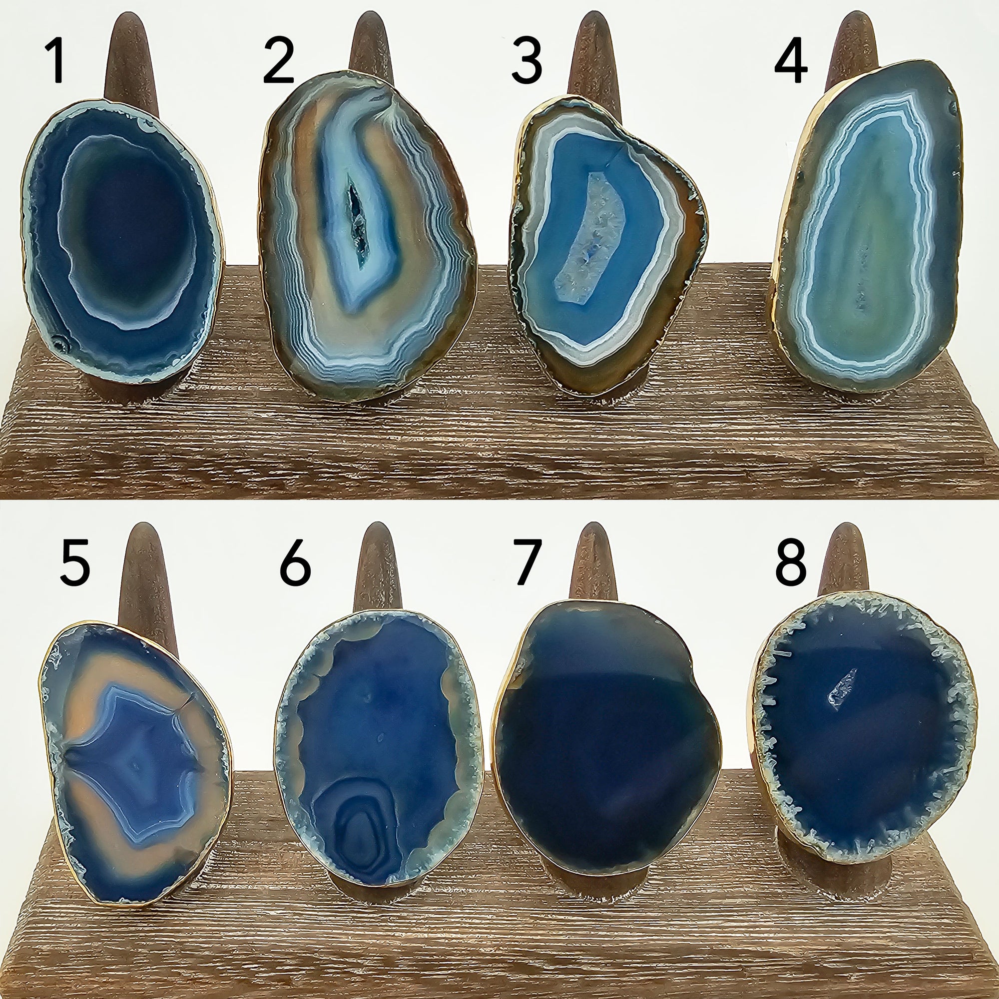 Alchemia Blue Agate Slice Adjustable ring | Charles Albert Jewelry