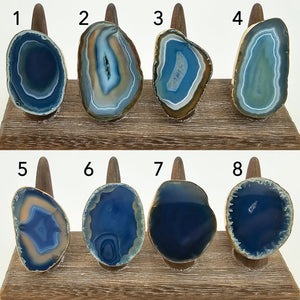 Alchemia Blue Agate Slice Adjustable Ring