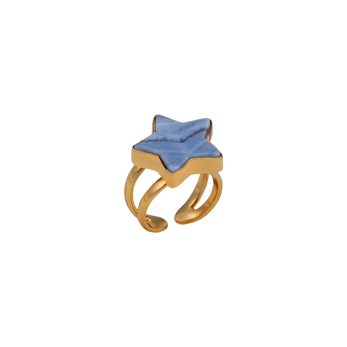 Alchemia Blue Lace Agate Star Adjustable Cuff Ring | Charles Albert Jewelry