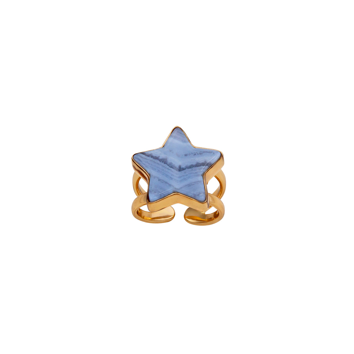 Alchemia Blue Lace Agate Star Adjustable Cuff Ring | Charles Albert Jewelry