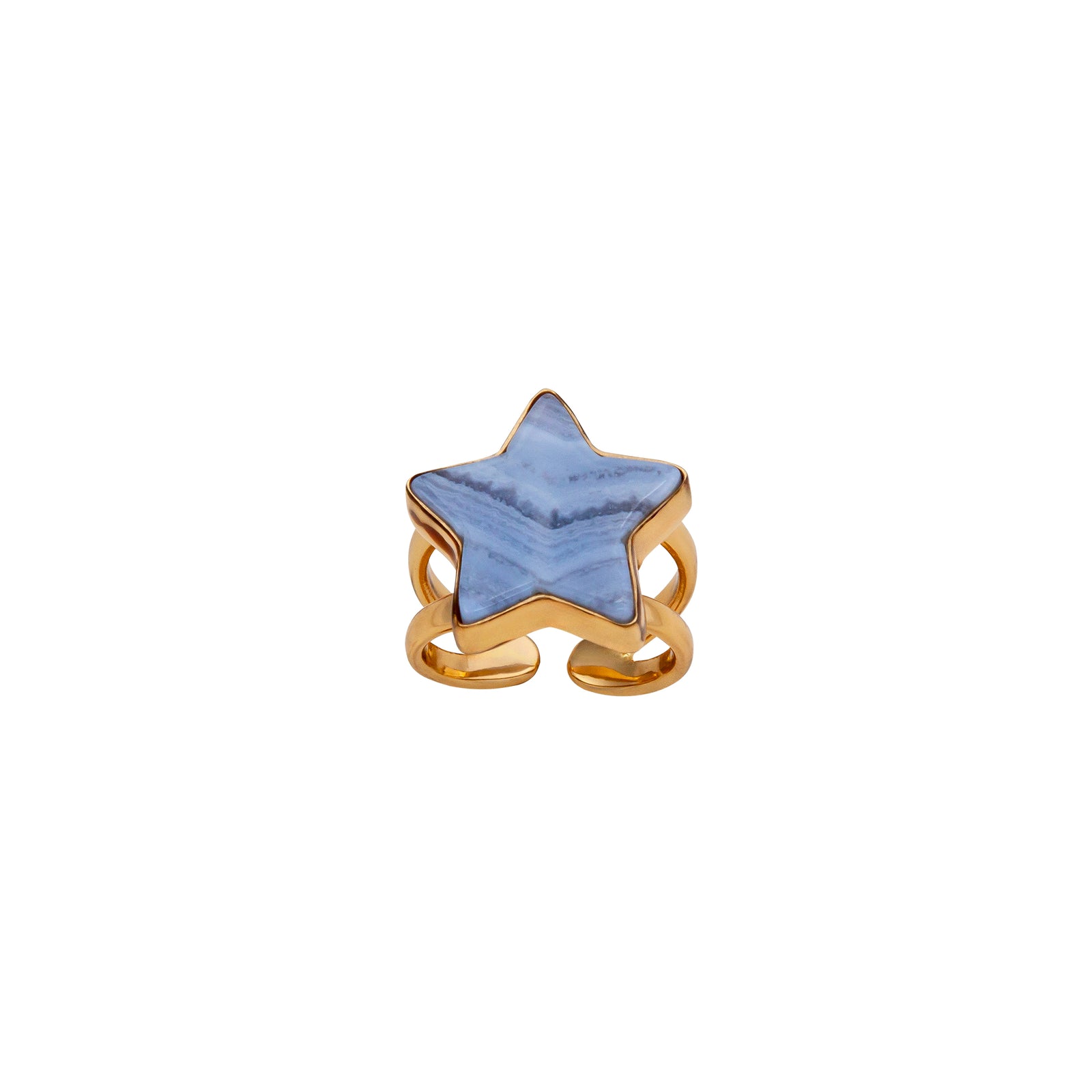 Alchemia Blue Lace Agate Star Adjustable Cuff Ring | Charles Albert Jewelry