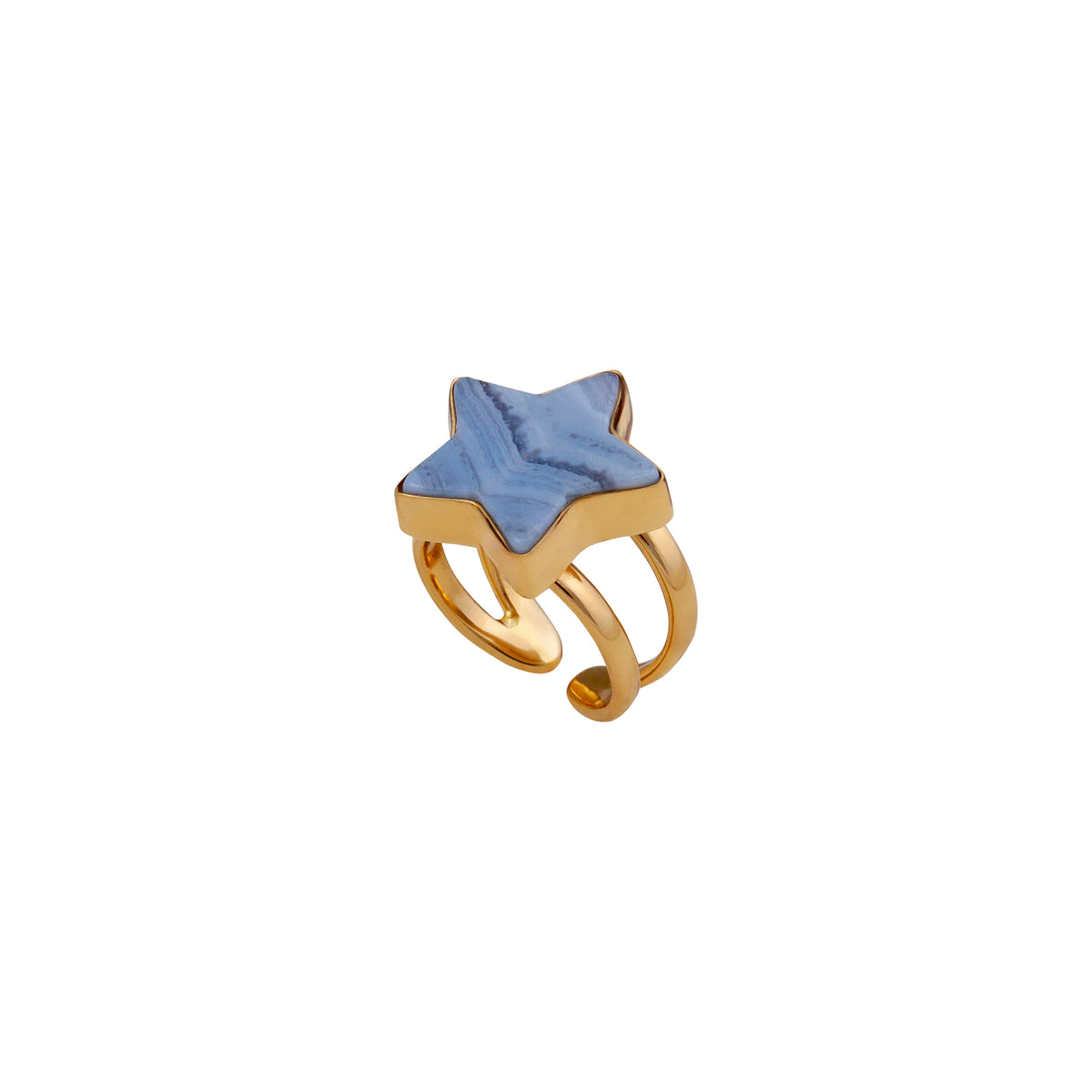 Alchemia Blue Lace Agate Star Adjustable Cuff Ring | Charles Albert Jewelry