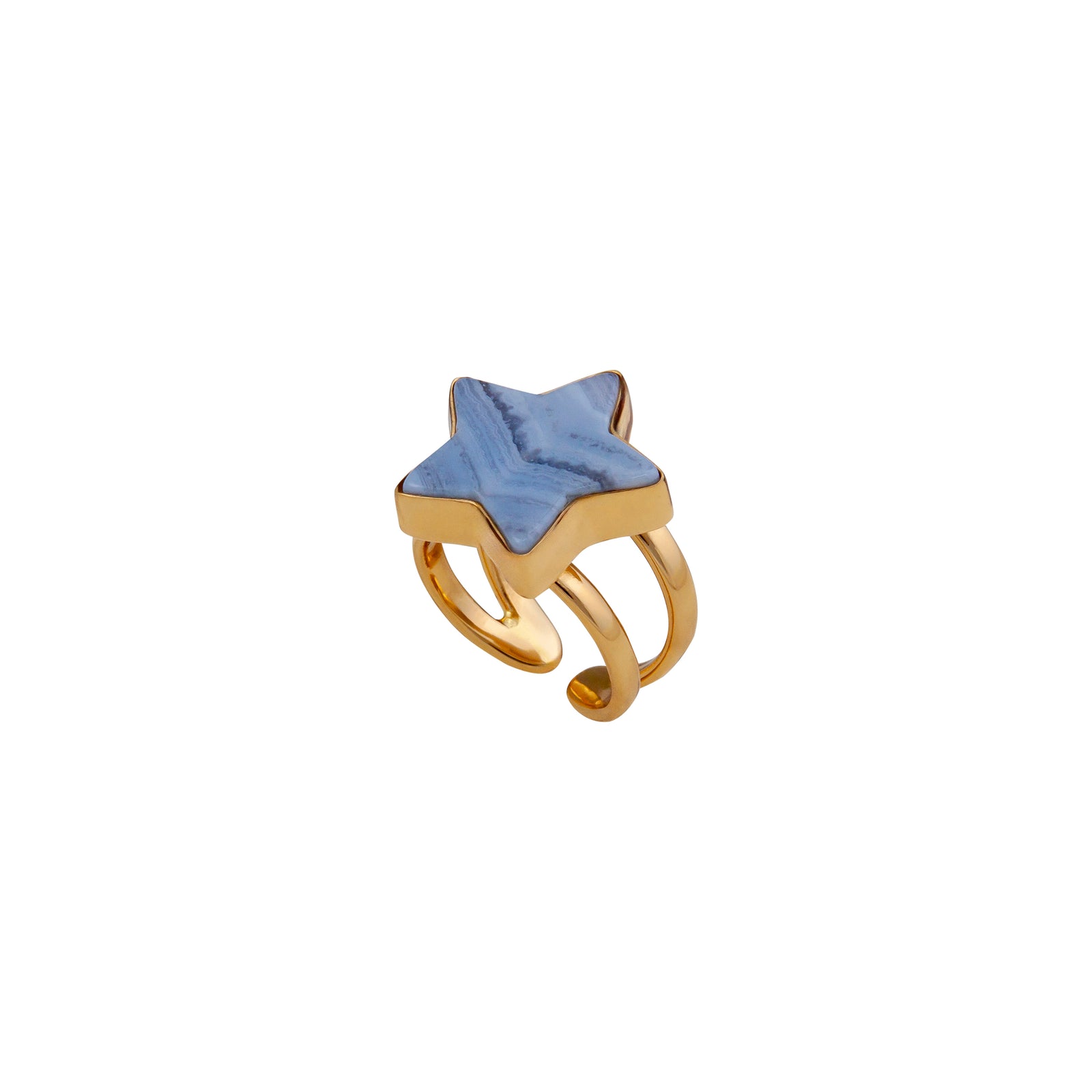 Alchemia Blue Lace Agate Star Adjustable Cuff Ring | Charles Albert Jewelry