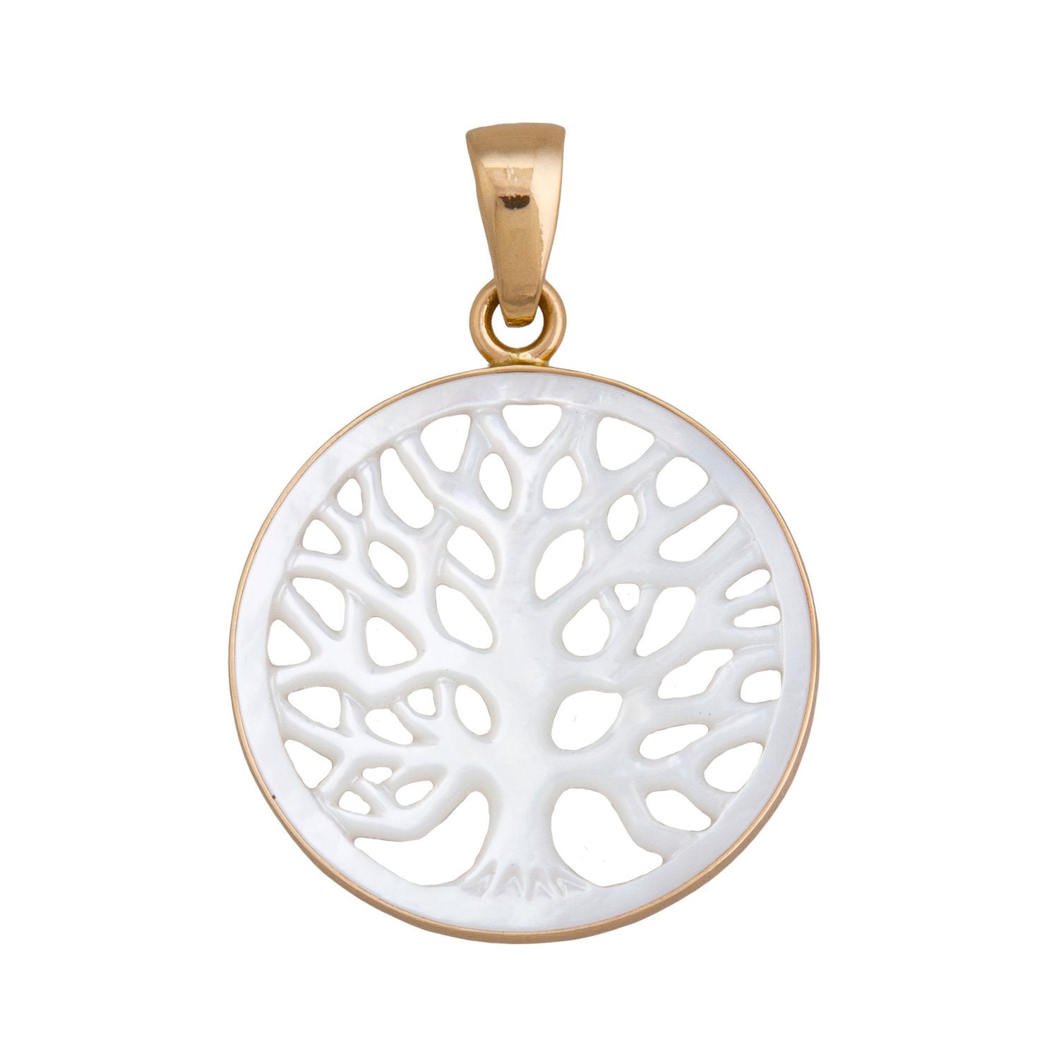 Alchemia 25mm Mother of Pearl Tree of Life Pendant - Front View | Charles Albert Jewelry