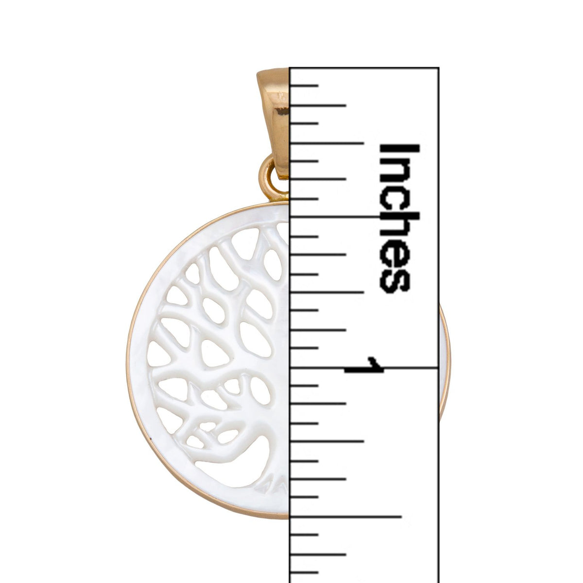 Alchemia 25mm Mother of Pearl Tree of Life Pendant - Measurements | Charles Albert Jewelry