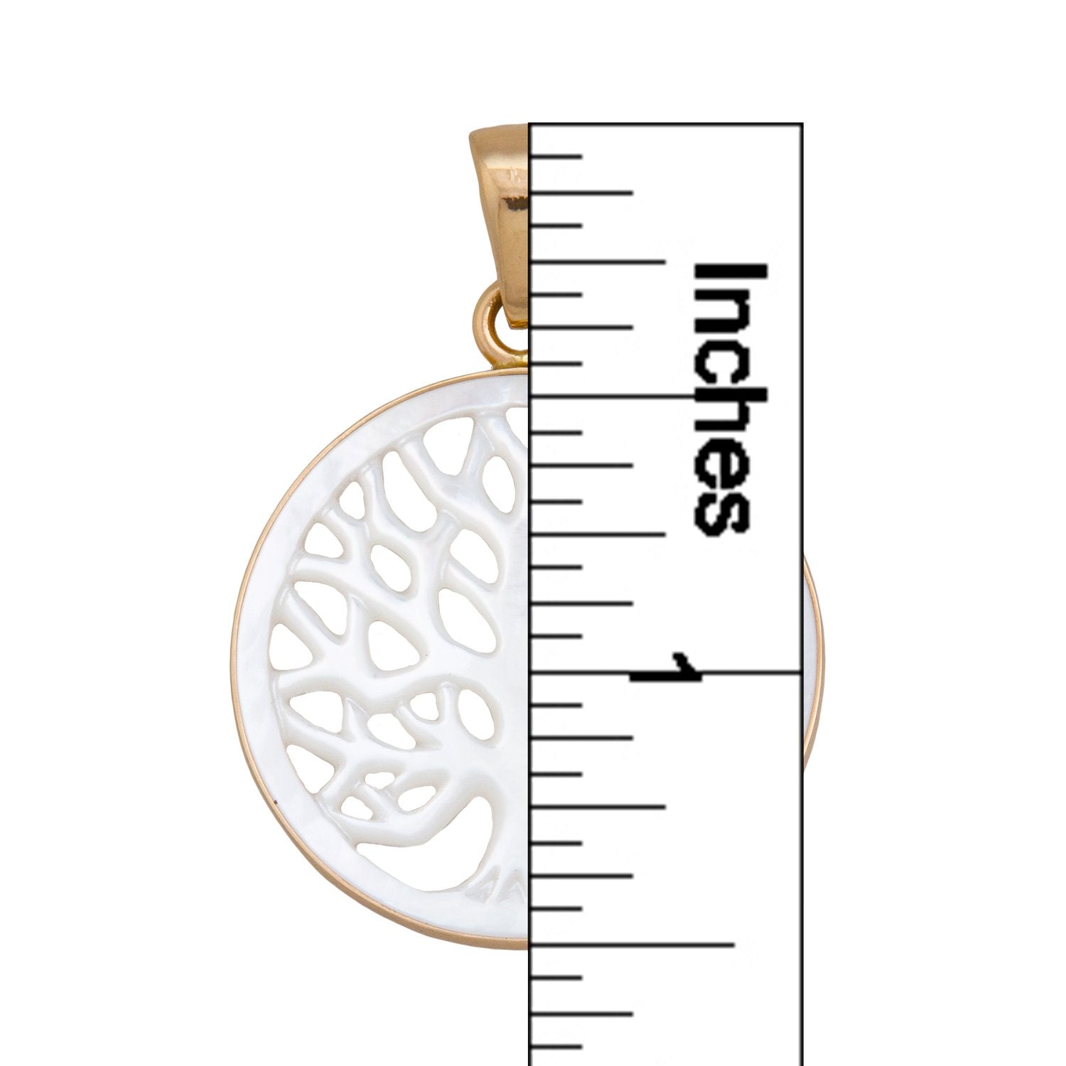 Alchemia 25mm Mother of Pearl Tree of Life Pendant - Measurements | Charles Albert Jewelry