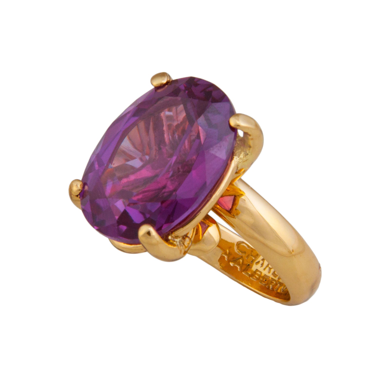 Alchemia Amethyst Oval Prong Set Adjustable Ring | Charles Albert Jewelry