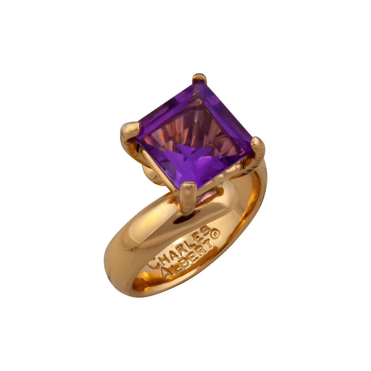 Alchemia Amethyst Square Prong Set Adjustable Ring | Charles Albert Jewelry