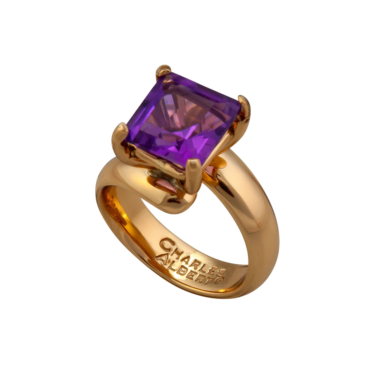 Alchemia Amethyst Square Prong Set Adjustable Ring | Charles Albert Jewelry
