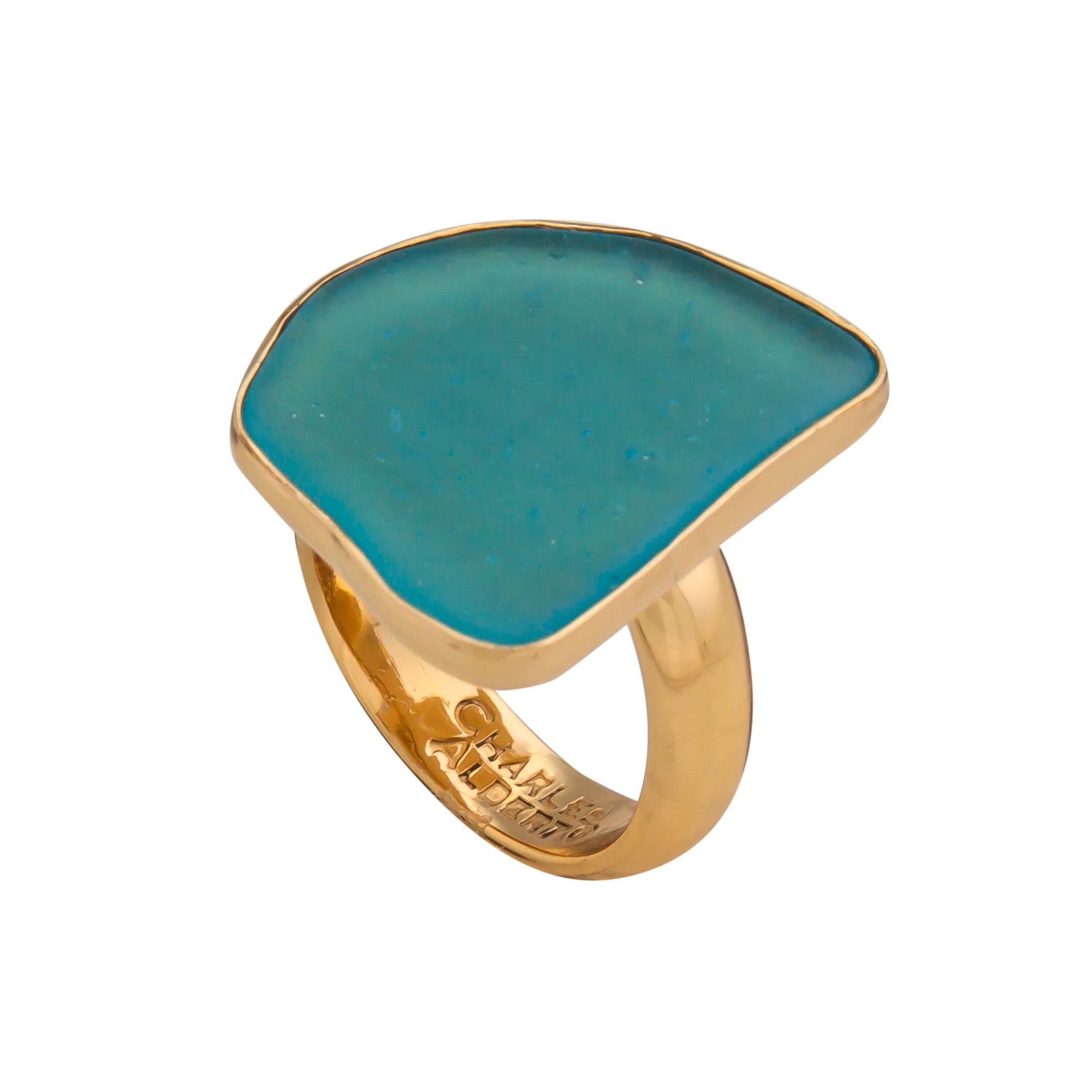 Alchemia Aqua Recycled Glass Adjustable Ring | Charles Albert Jewelry