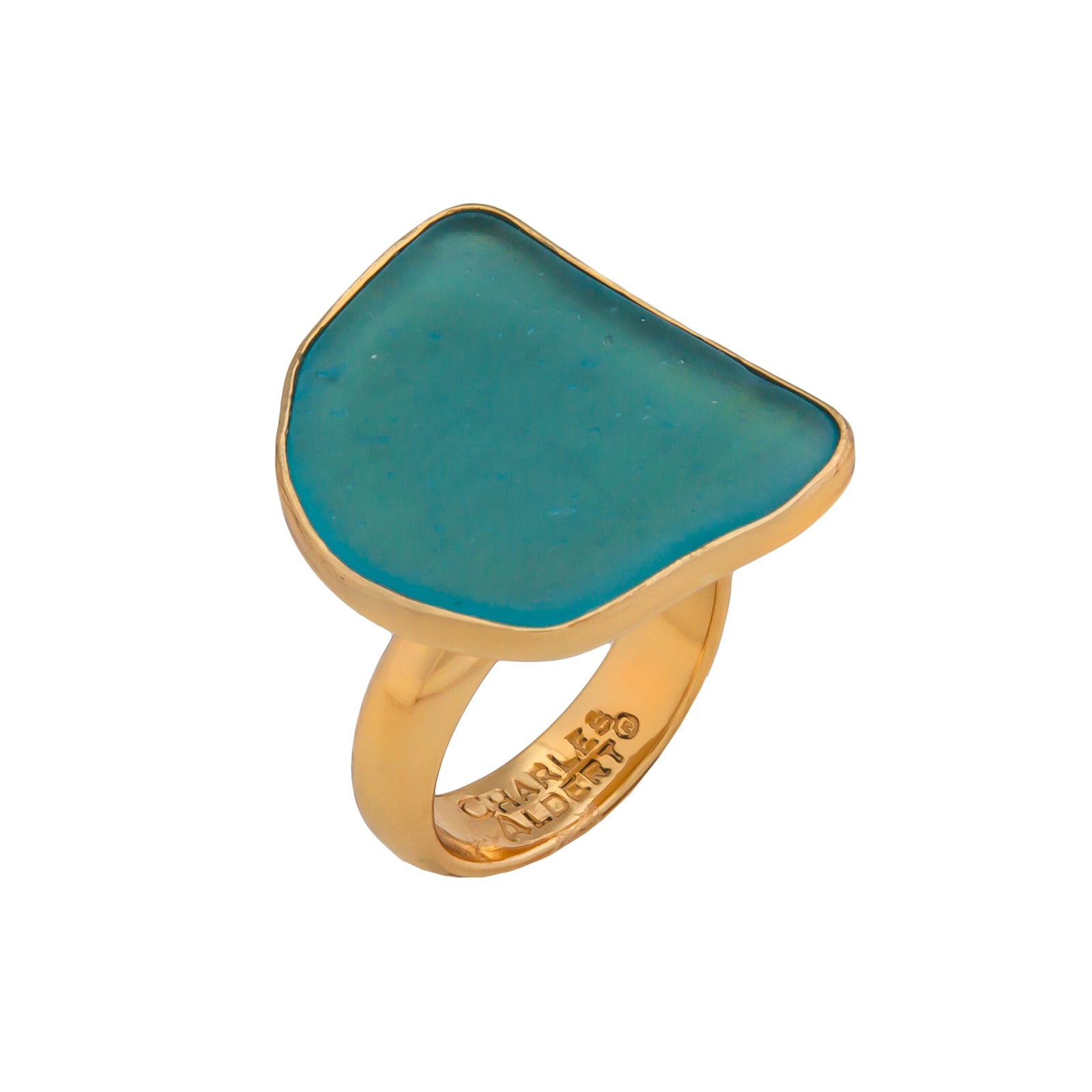 Alchemia Aqua Recycled Glass Adjustable Ring | Charles Albert Jewelry