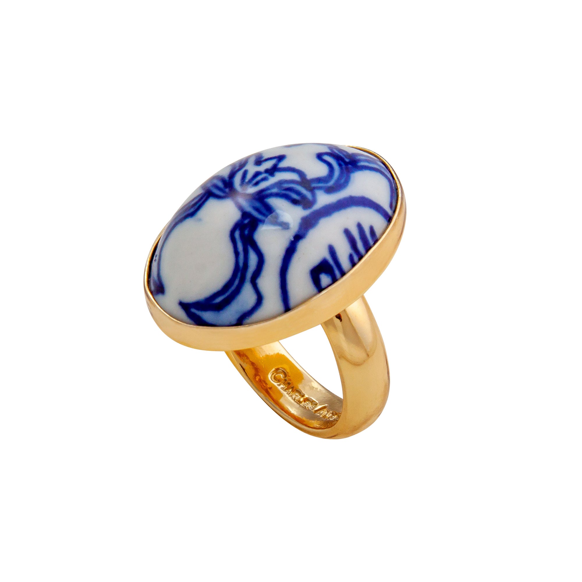 Alchemia Azure Blue Porcelain Adjustable Ring | Charles Albert Jewelry