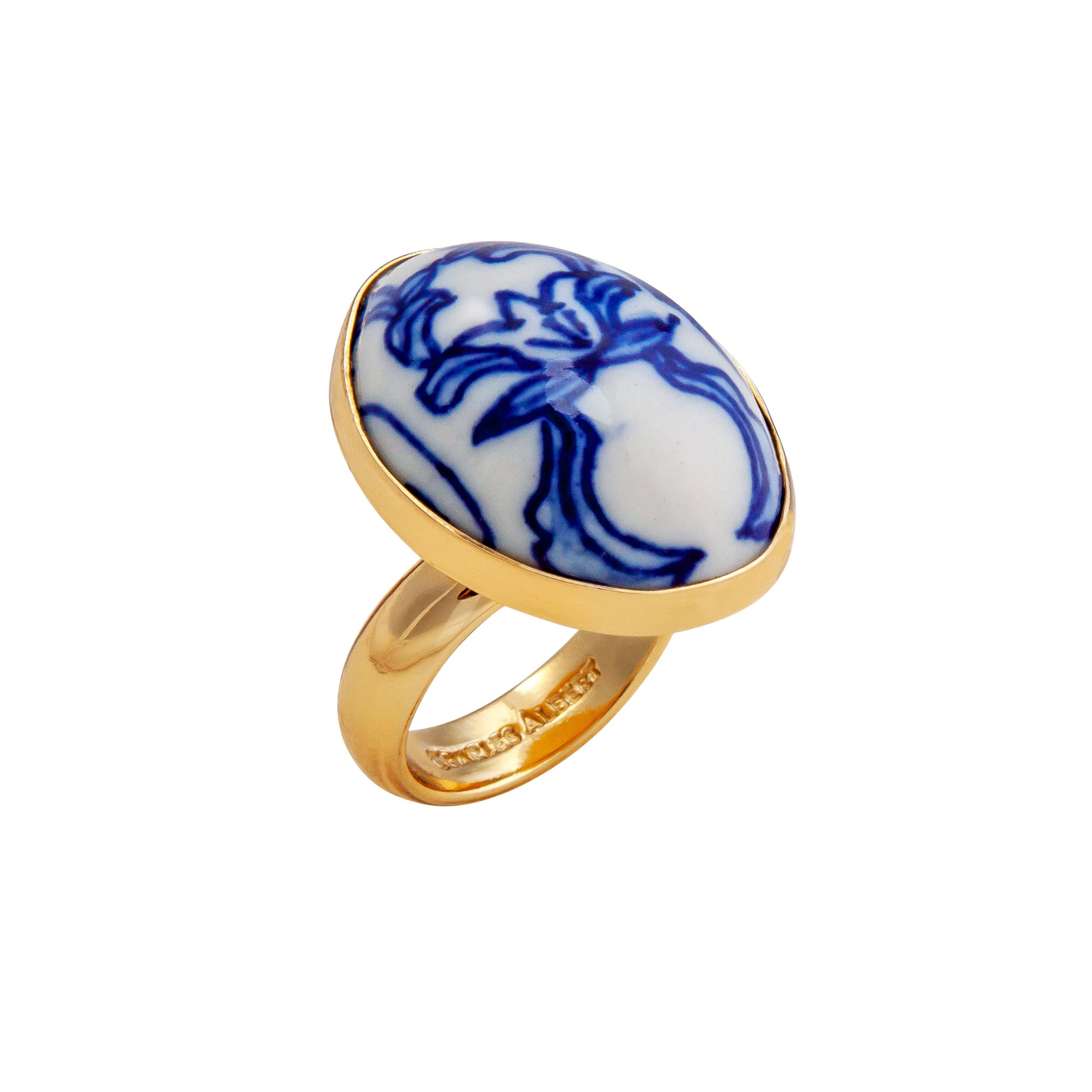 Alchemia Azure Blue Porcelain Adjustable Ring | Charles Albert Jewelry