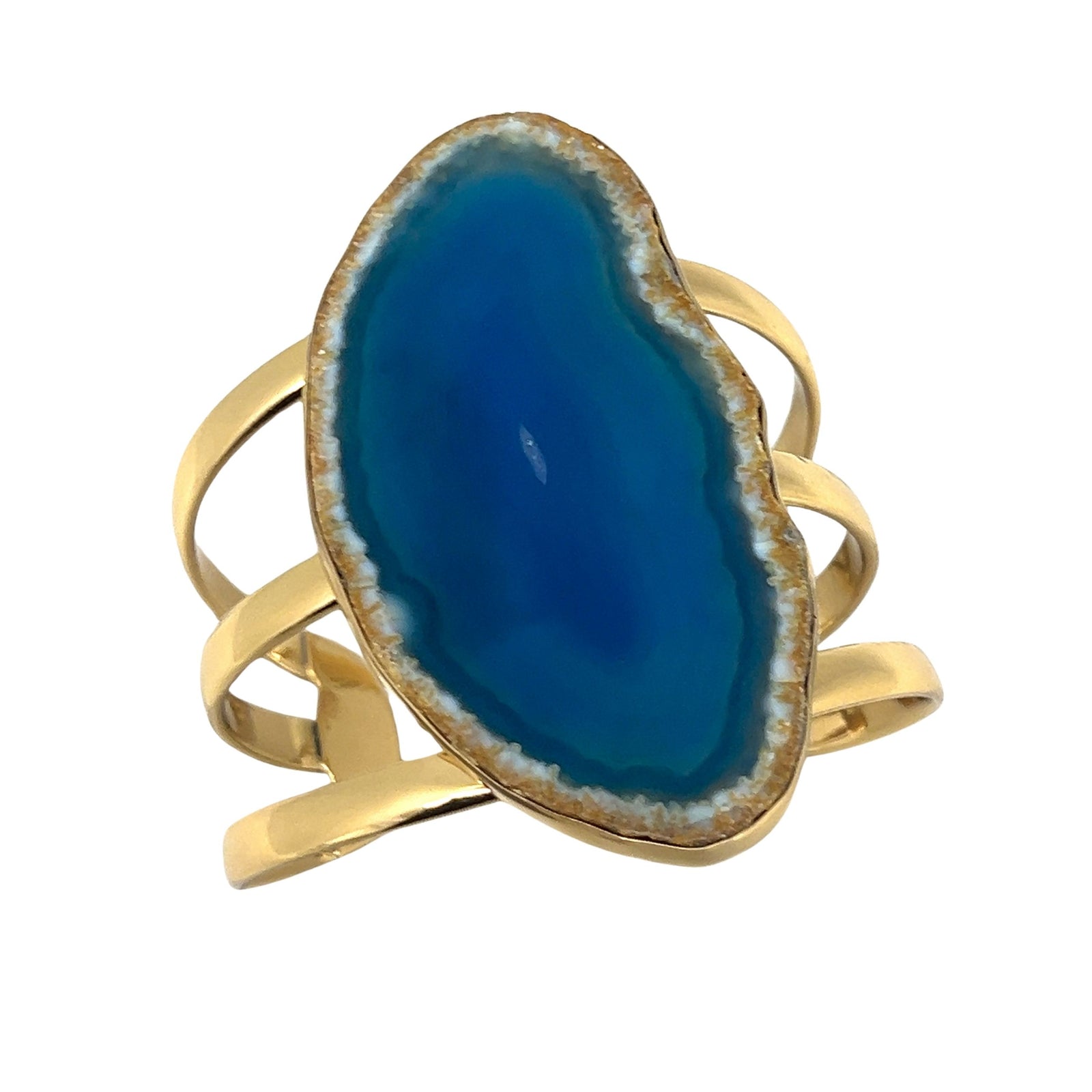 Alchemia Blue Agate Slice Multi-Band Cuff - Style #11 | Charles Albert Jewelry