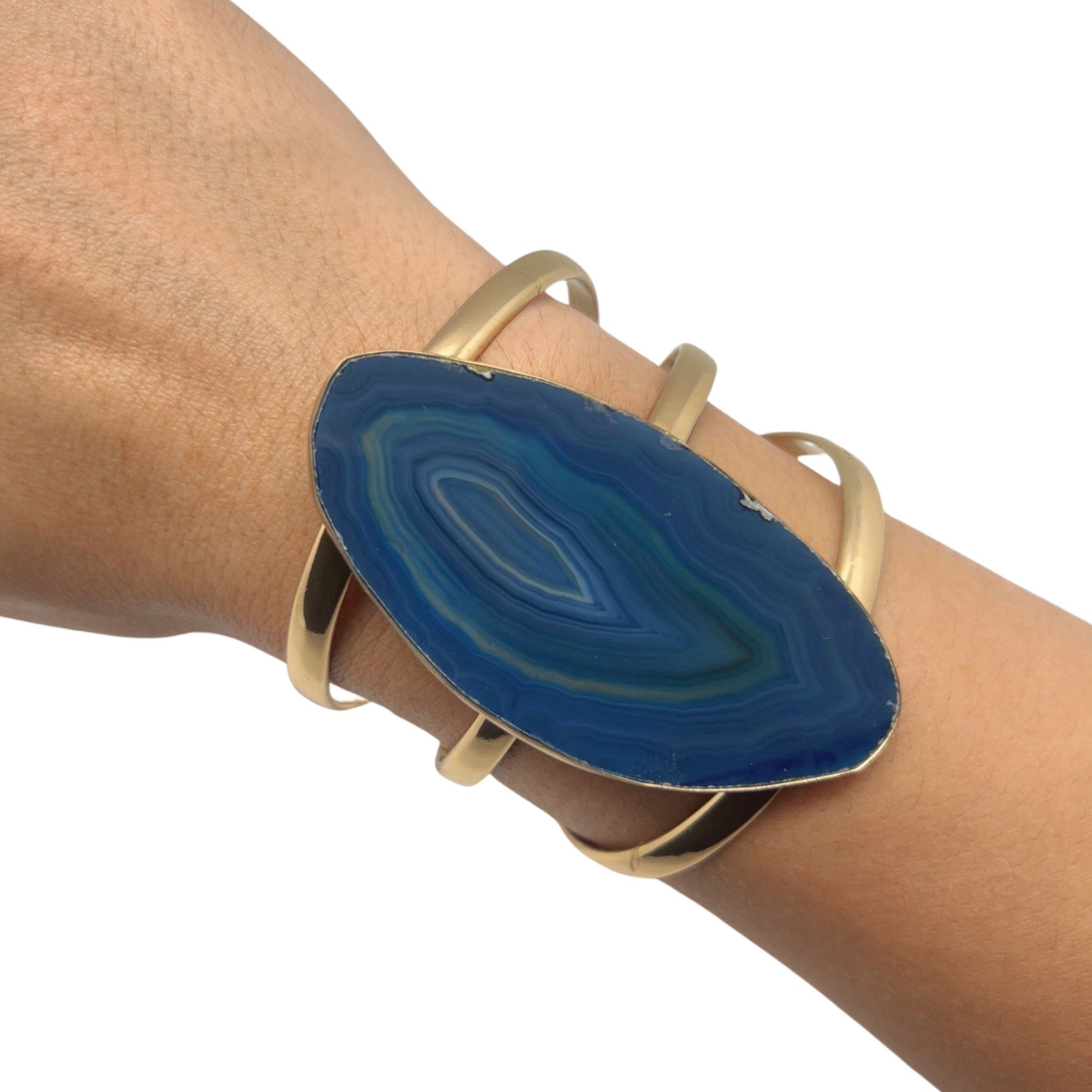 Alchemia Blue Agate Slice Multi-Band Cuff - Style #12 | Charles Albert Jewelry