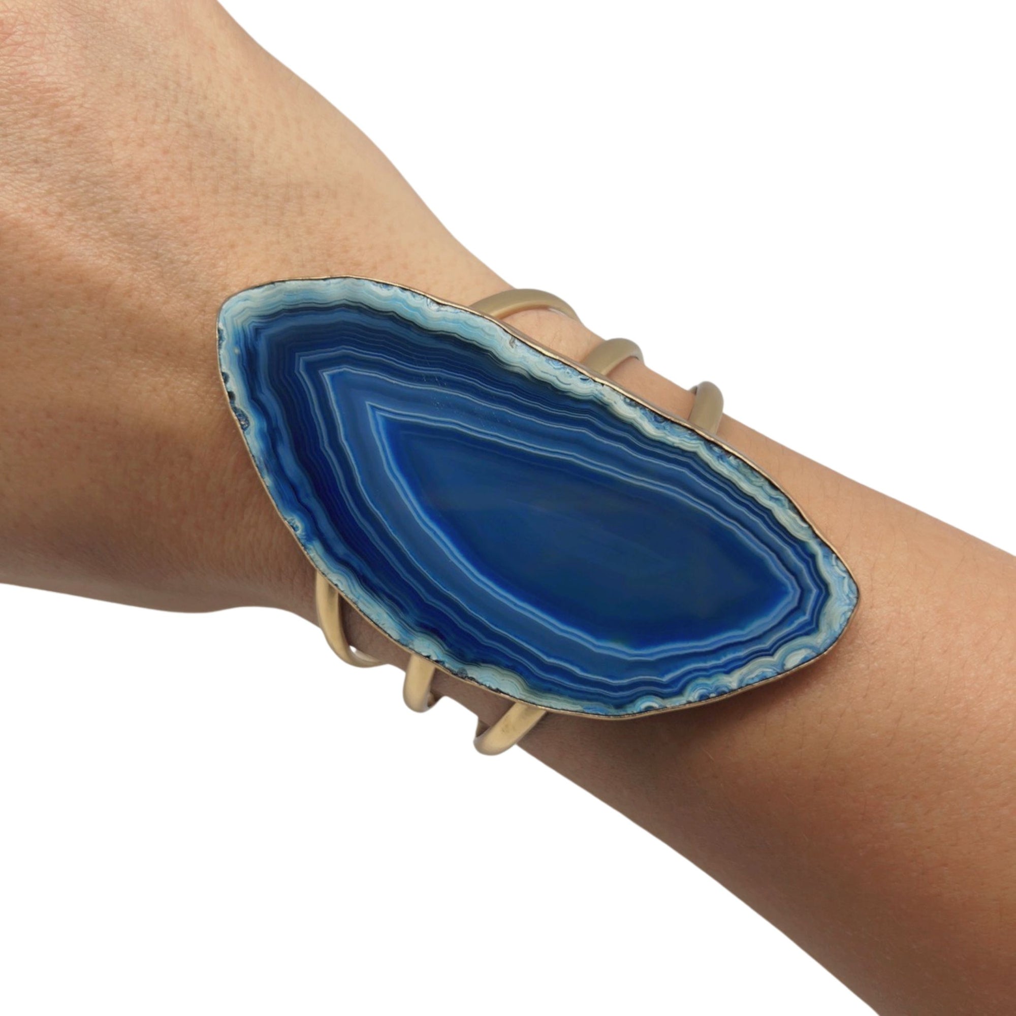 Alchemia Blue Agate Slice Multi-Band Cuff - Style #15 | Charles Albert Jewelry