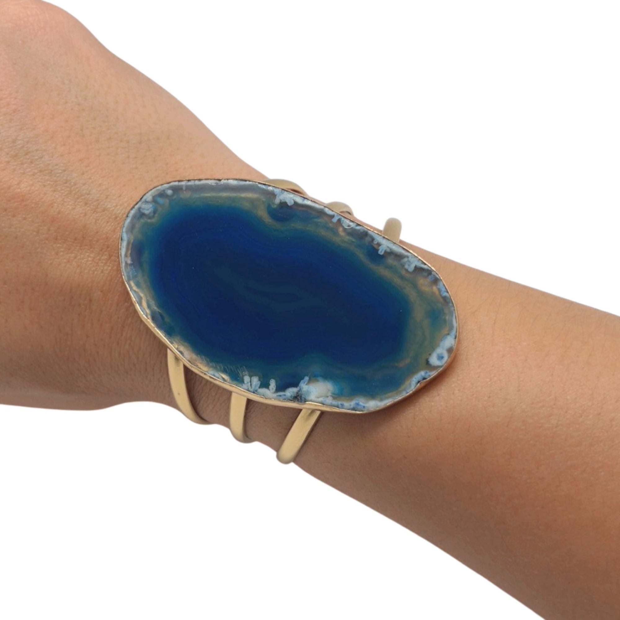 Alchemia Blue Agate Slice Multi-Band Cuff - Style #17 | Charles Albert Jewelry