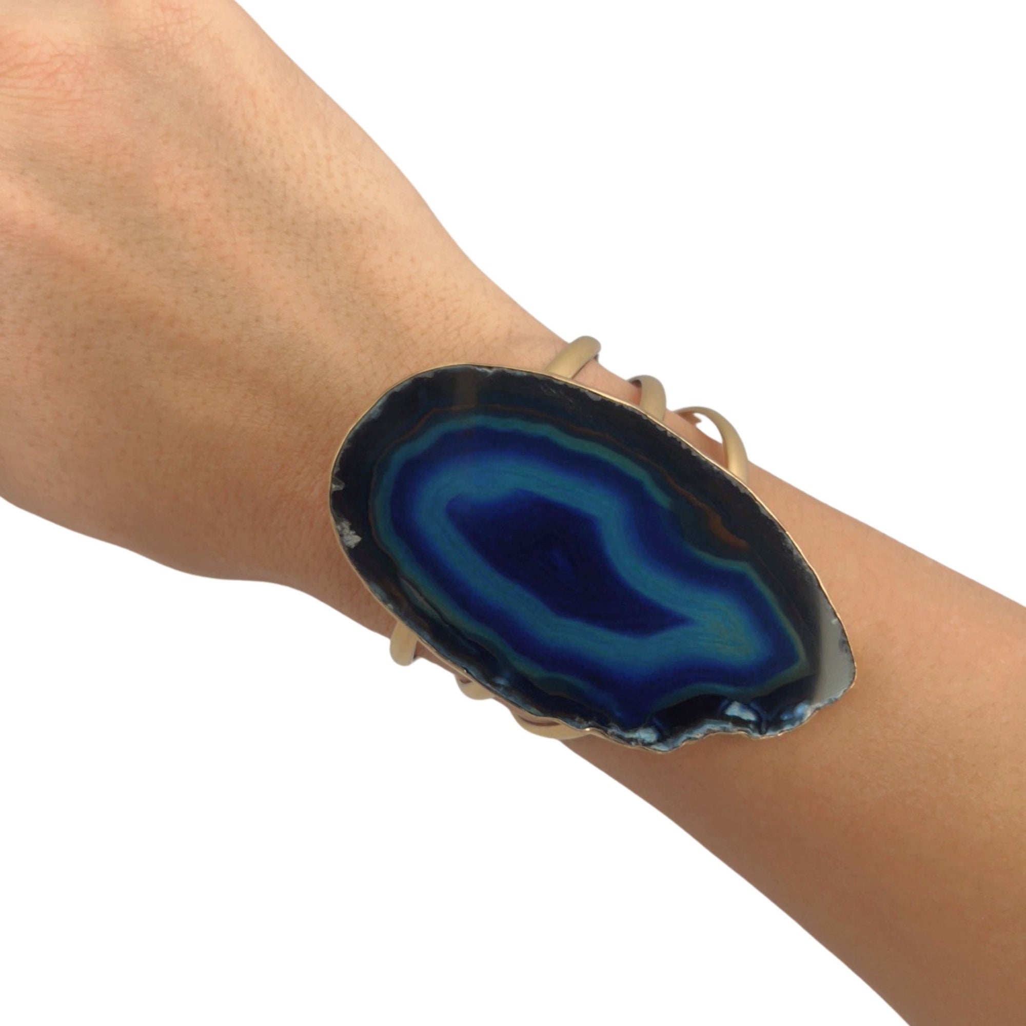 Alchemia Blue Agate Slice Multi-Band Cuff - Style #2 | Charles Albert Jewelry