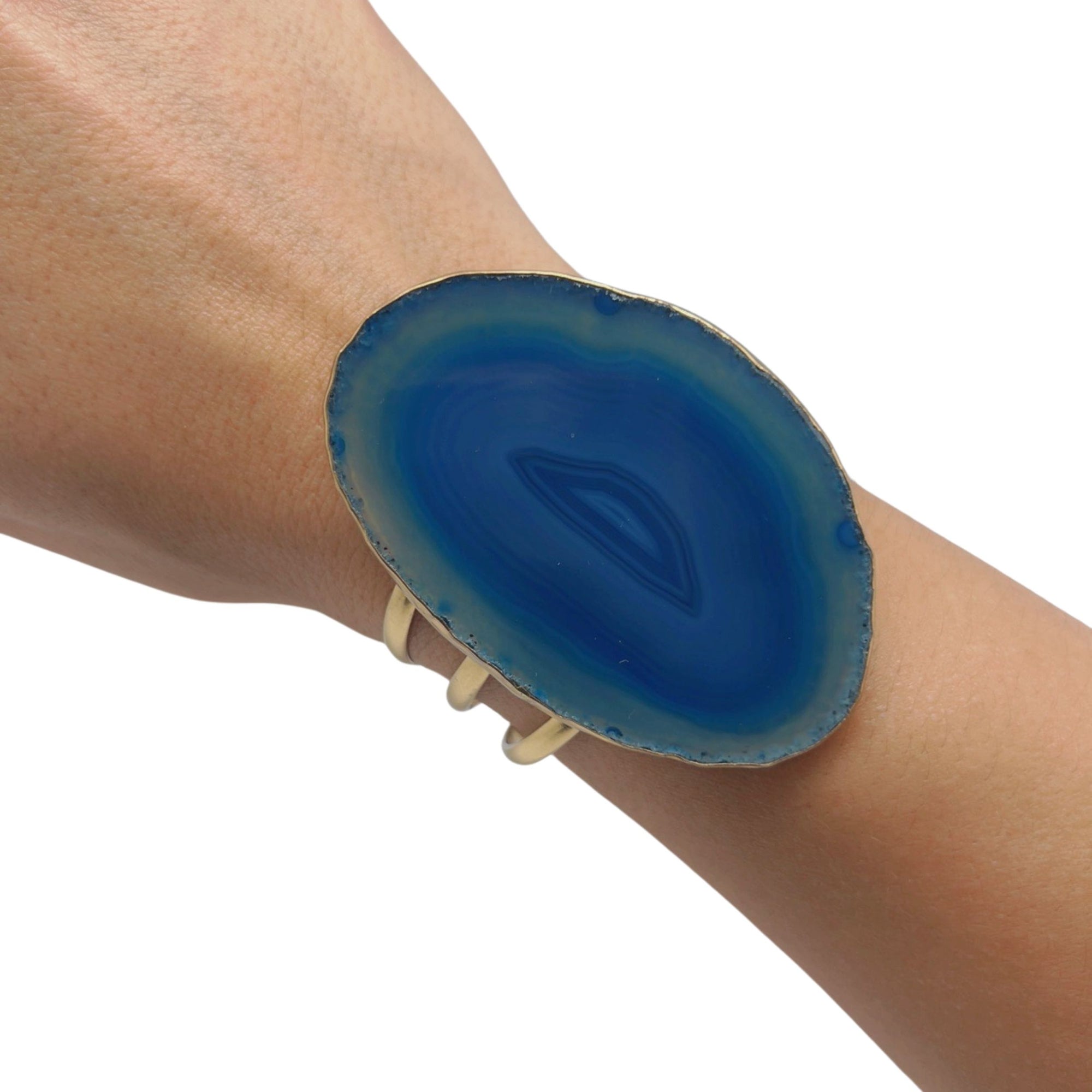 Alchemia Blue Agate Slice Multi-Band Cuff - Style #25 | Charles Albert Jewelry