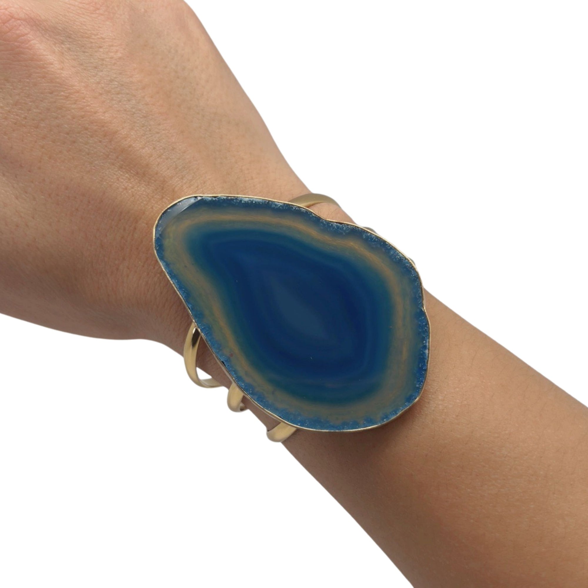 Alchemia Blue Agate Slice Multi-Band Cuff - Style #26 | Charles Albert Jewelry