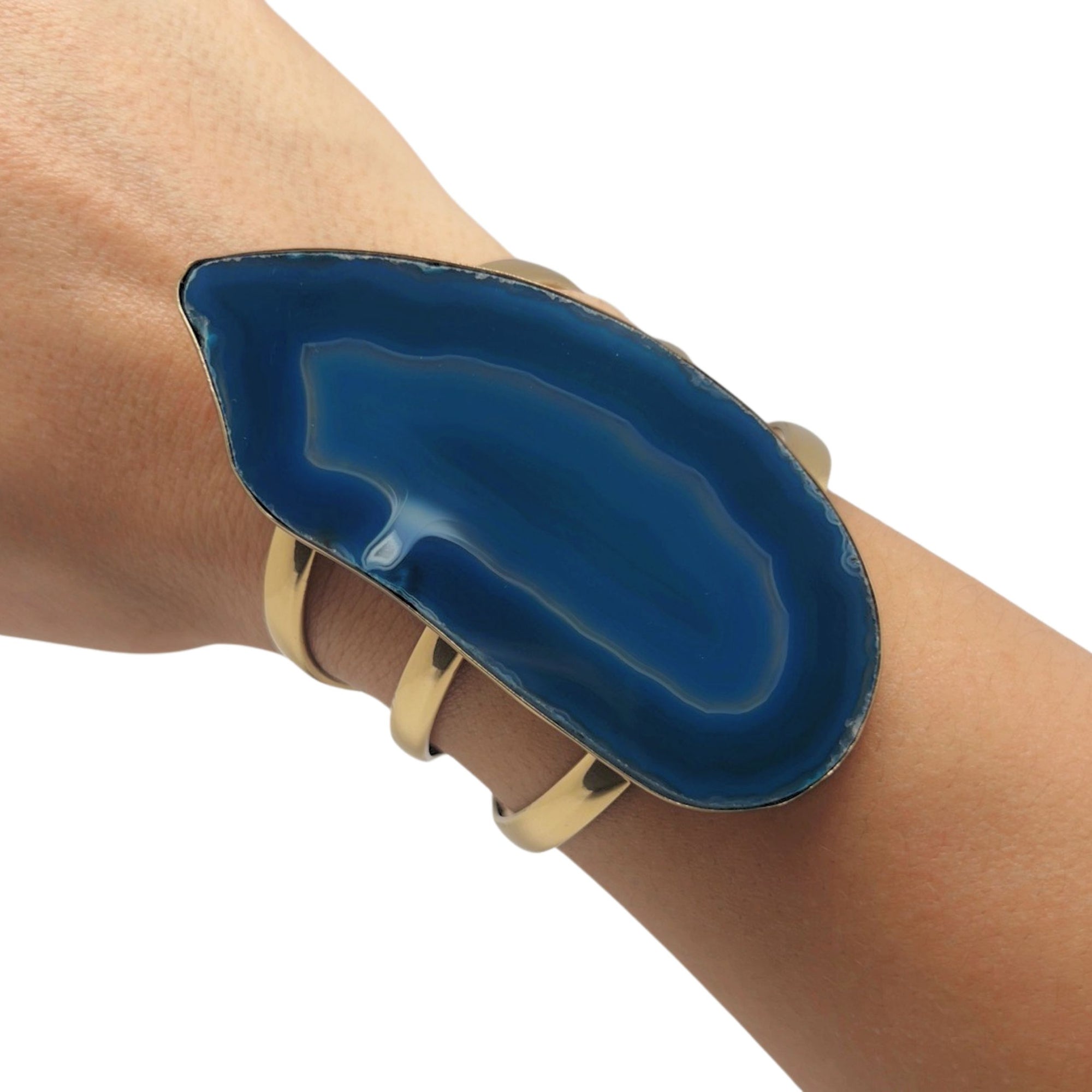 Alchemia Blue Agate Slice Multi-Band Cuff - Style #27 | Charles Albert Jewelry