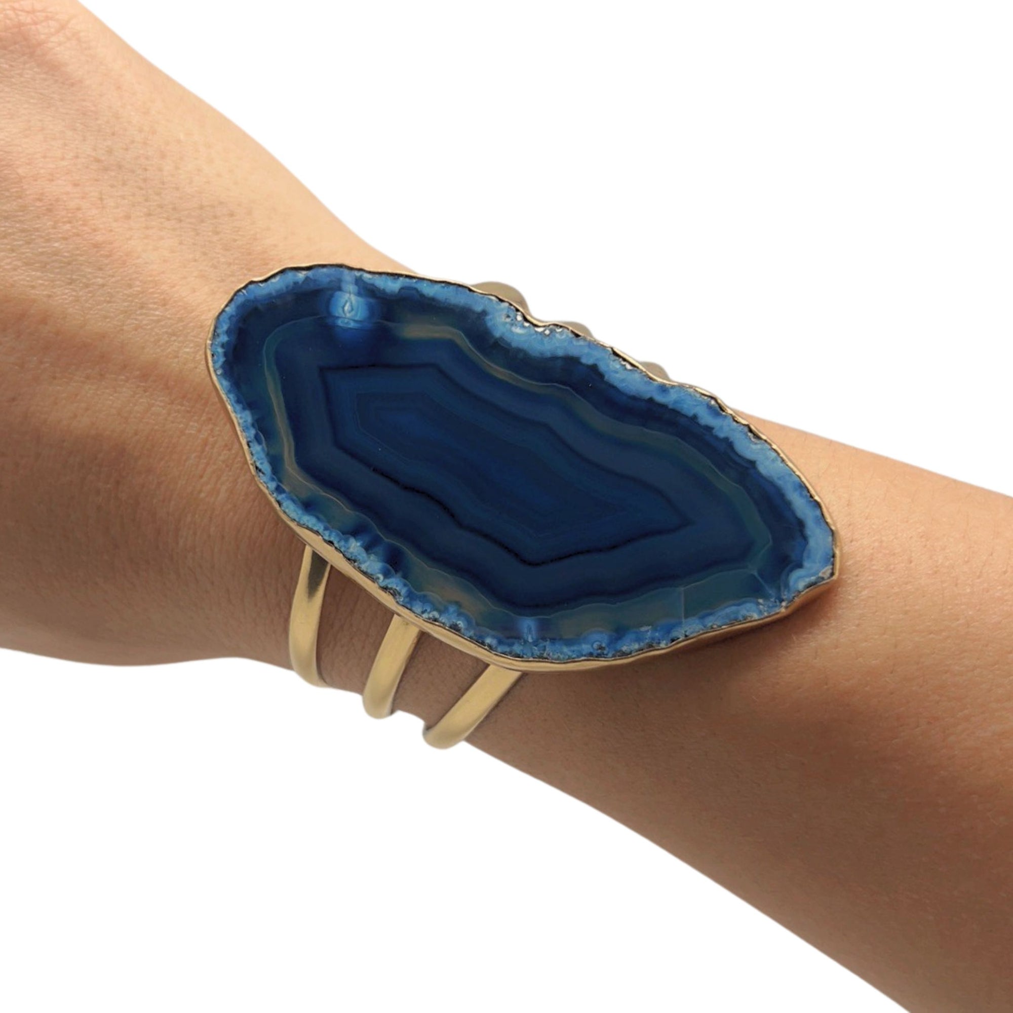 Alchemia Blue Agate Slice Multi-Band Cuff - Style #30 | Charles Albert Jewelry