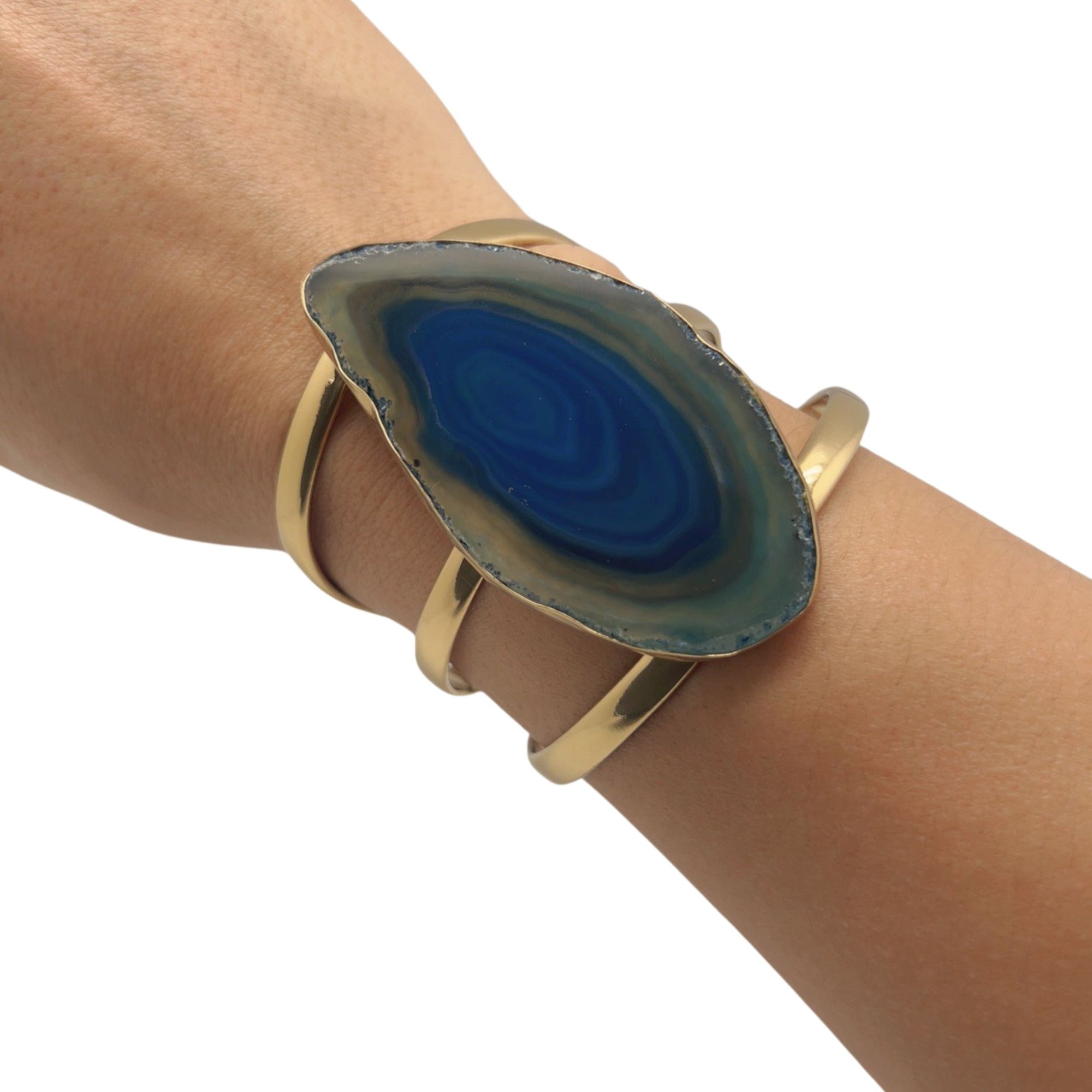 Alchemia Blue Agate Slice Multi-Band Cuff - Style #34 | Charles Albert Jewelry