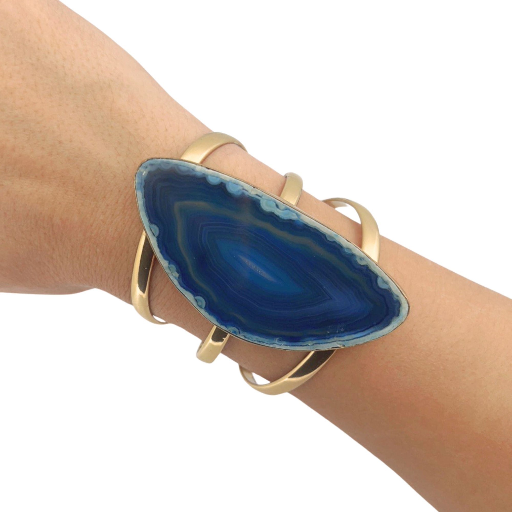 Alchemia Blue Agate Slice Multi-Band Cuff - Style #7 | Charles Albert Jewelry