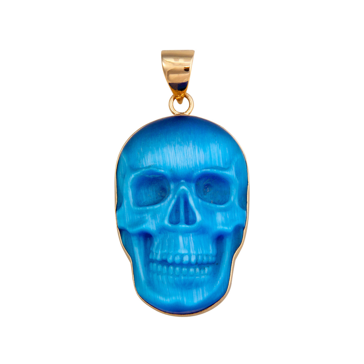 Alchemia Blue Fiber Optic Skull Pendant - Large | Charles Albert Jewelry