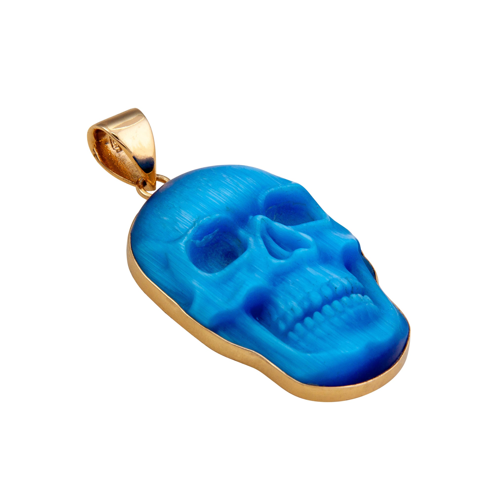 Alchemia Blue Fiber Optic Skull Pendant - Large | Charles Albert Jewelry