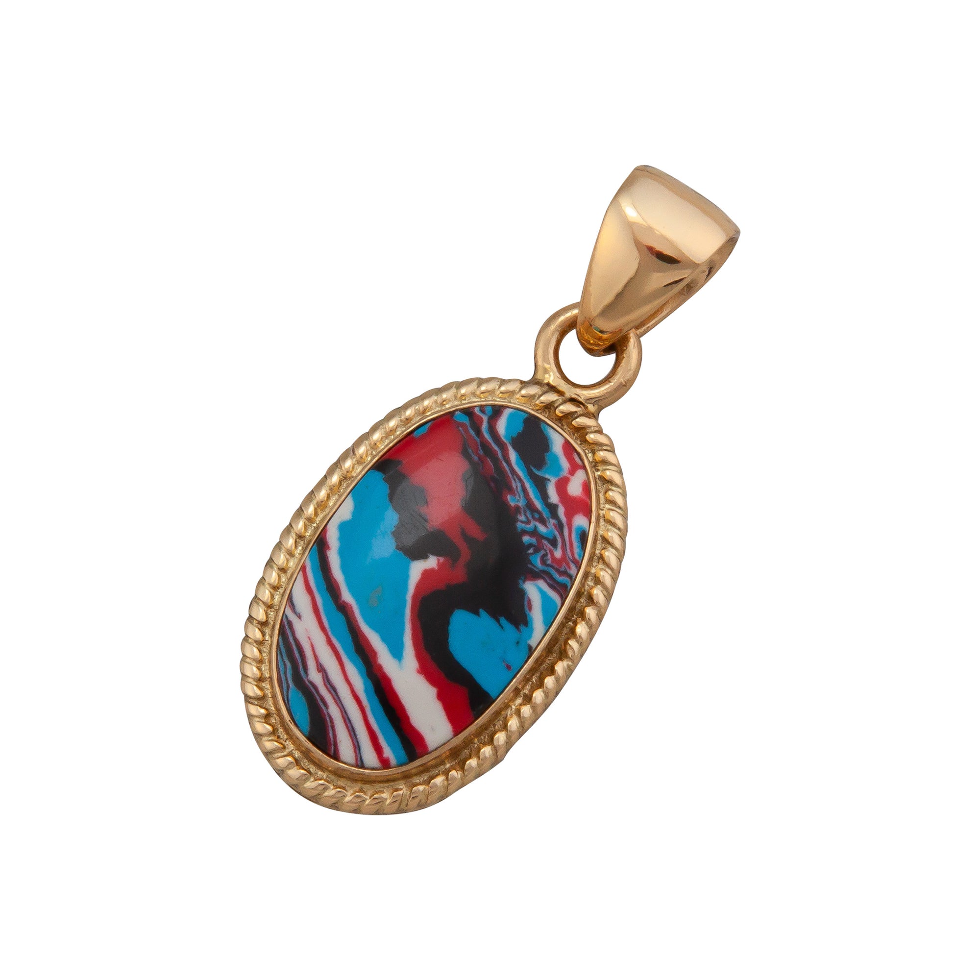 Alchemia Blue Fordite Oval Rope Pendant | Charles Albert Jewelry