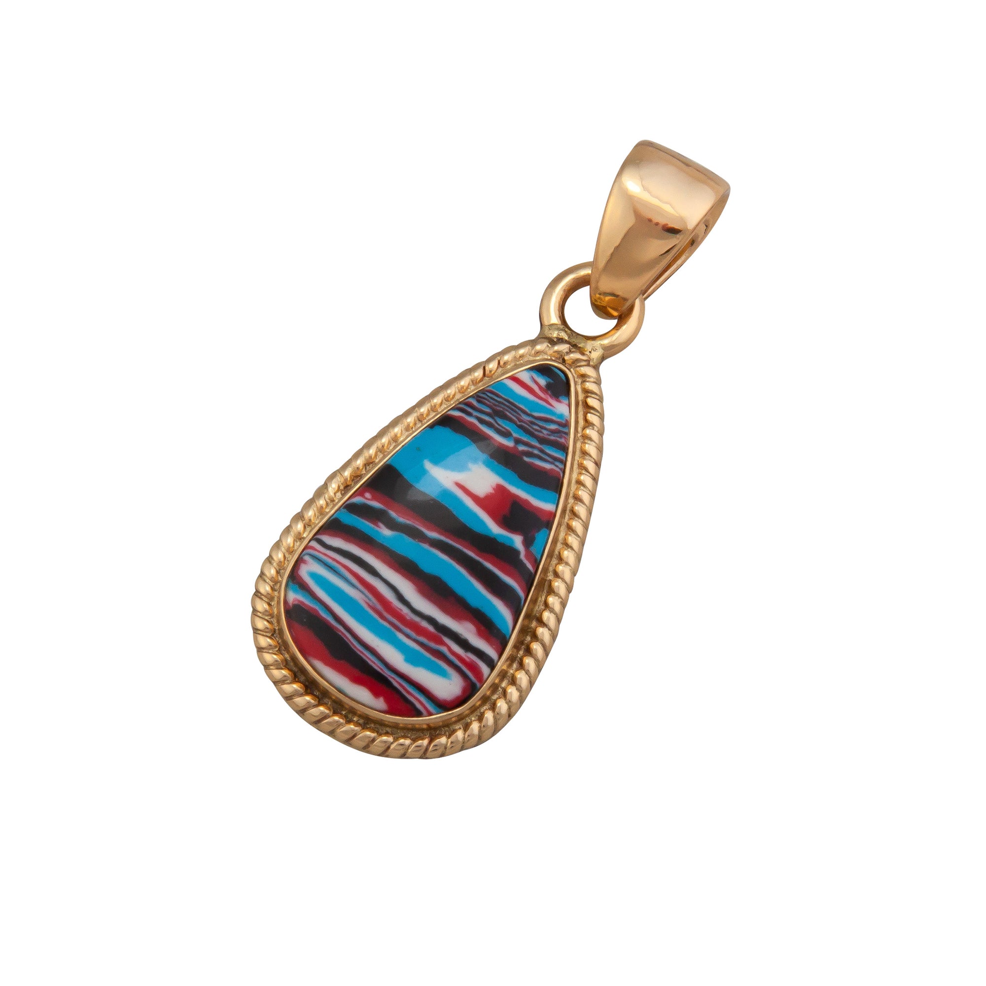 Alchemia Blue Fordite Teardrop Rope Pendant | Charles Albert Jewelry