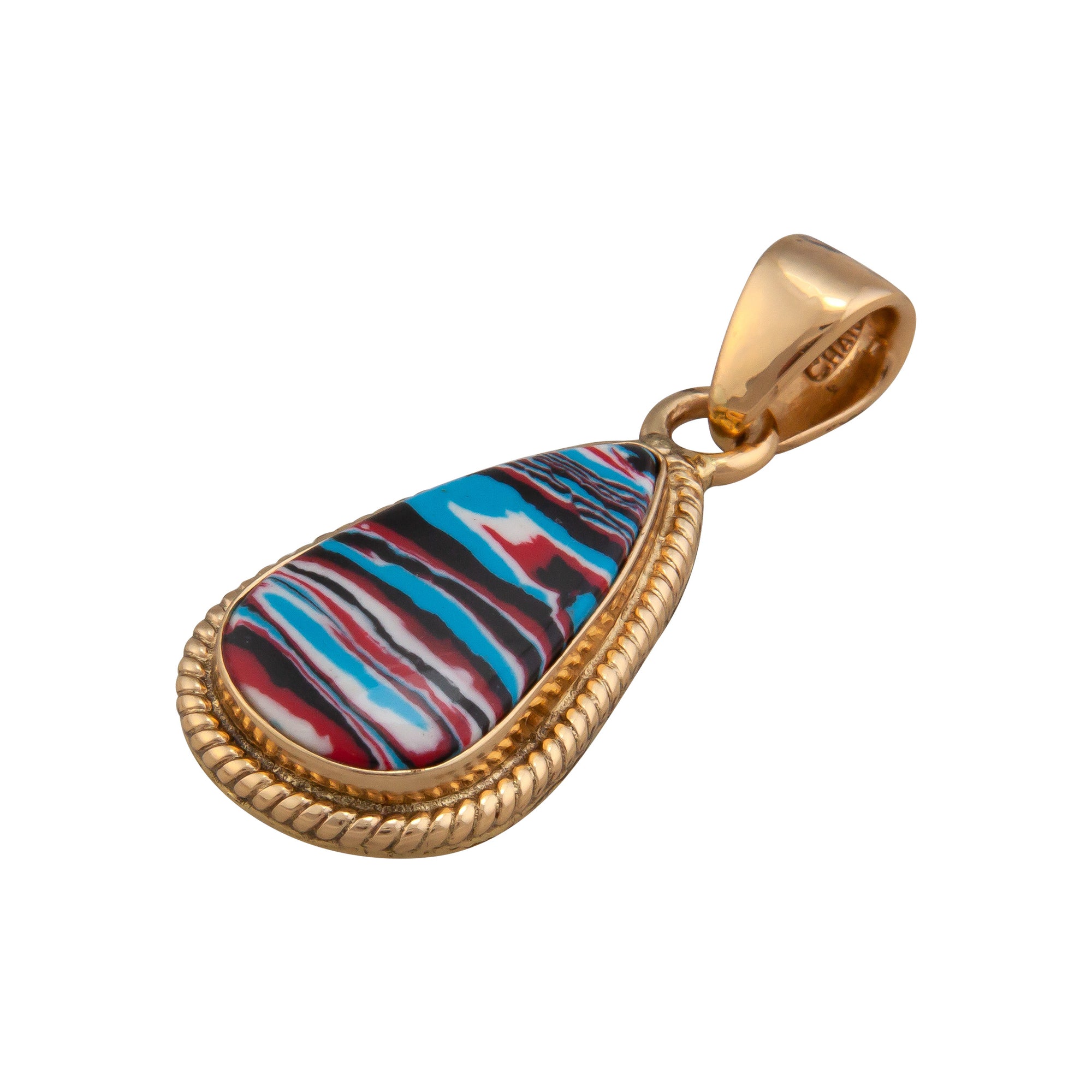 Alchemia Blue Fordite Teardrop Rope Pendant | Charles Albert Jewelry