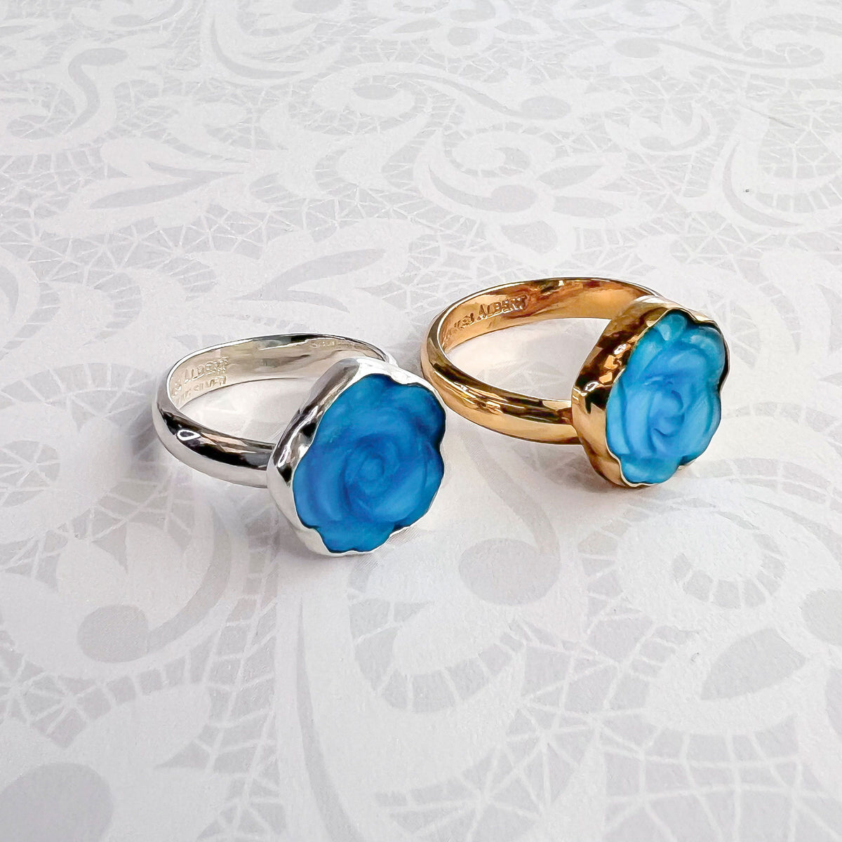 Alchemia Blue Rose Fiber Optic Petite Adjustable Ring | Charles Albert Jewelry