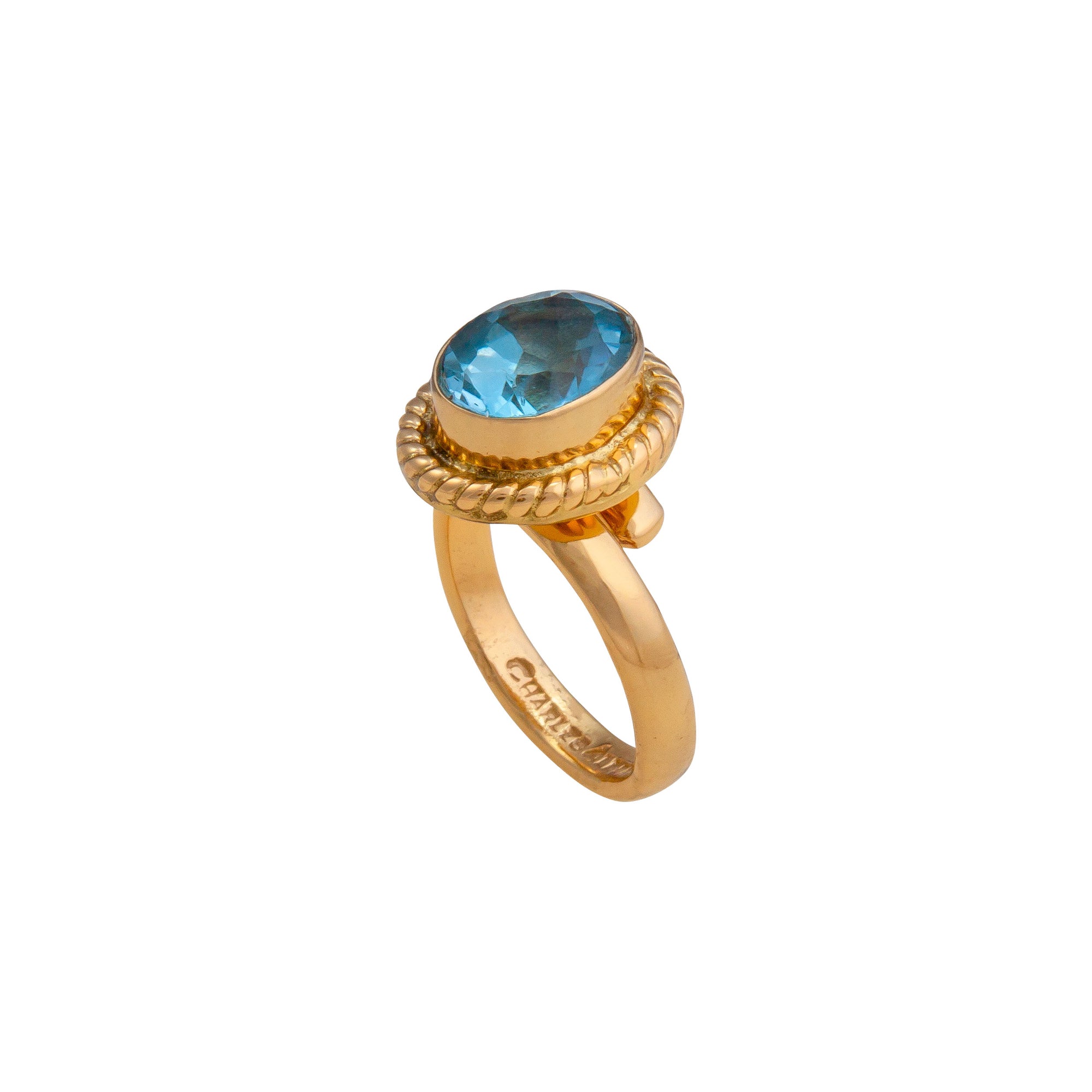 Alchemia Blue Topaz Oval Rope Adjustable Ring | Charles Albert Jewelry