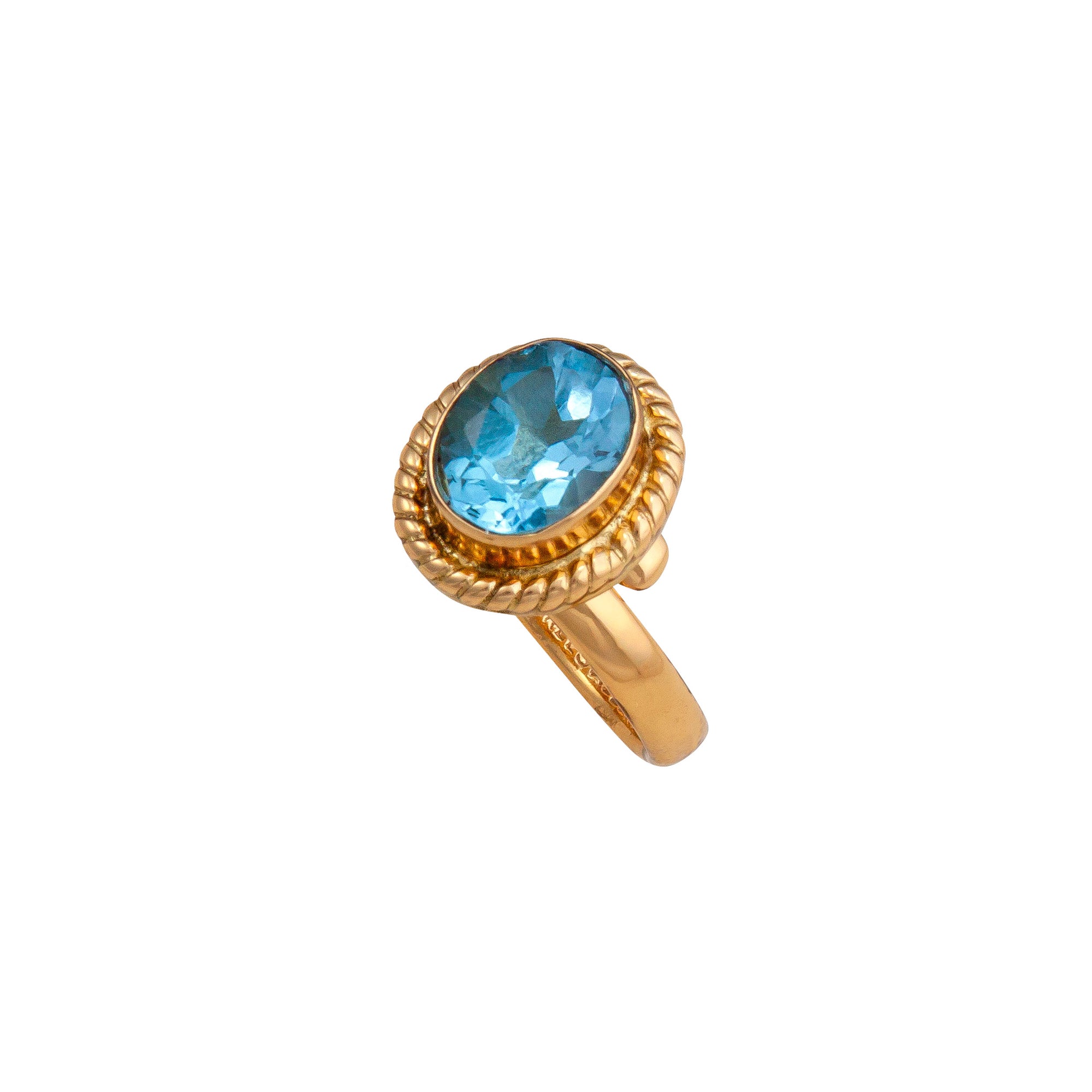 Alchemia Blue Topaz Oval Rope Adjustable Ring | Charles Albert Jewelry