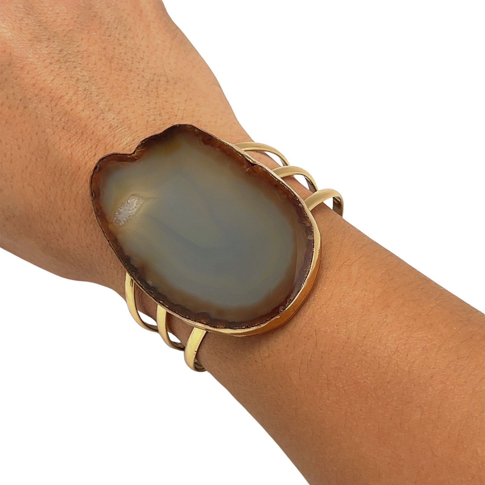 Alchemia Brown/Nude Agate Slice Multi-Band Cuff - Style #10 | Charles Albert Jewelry