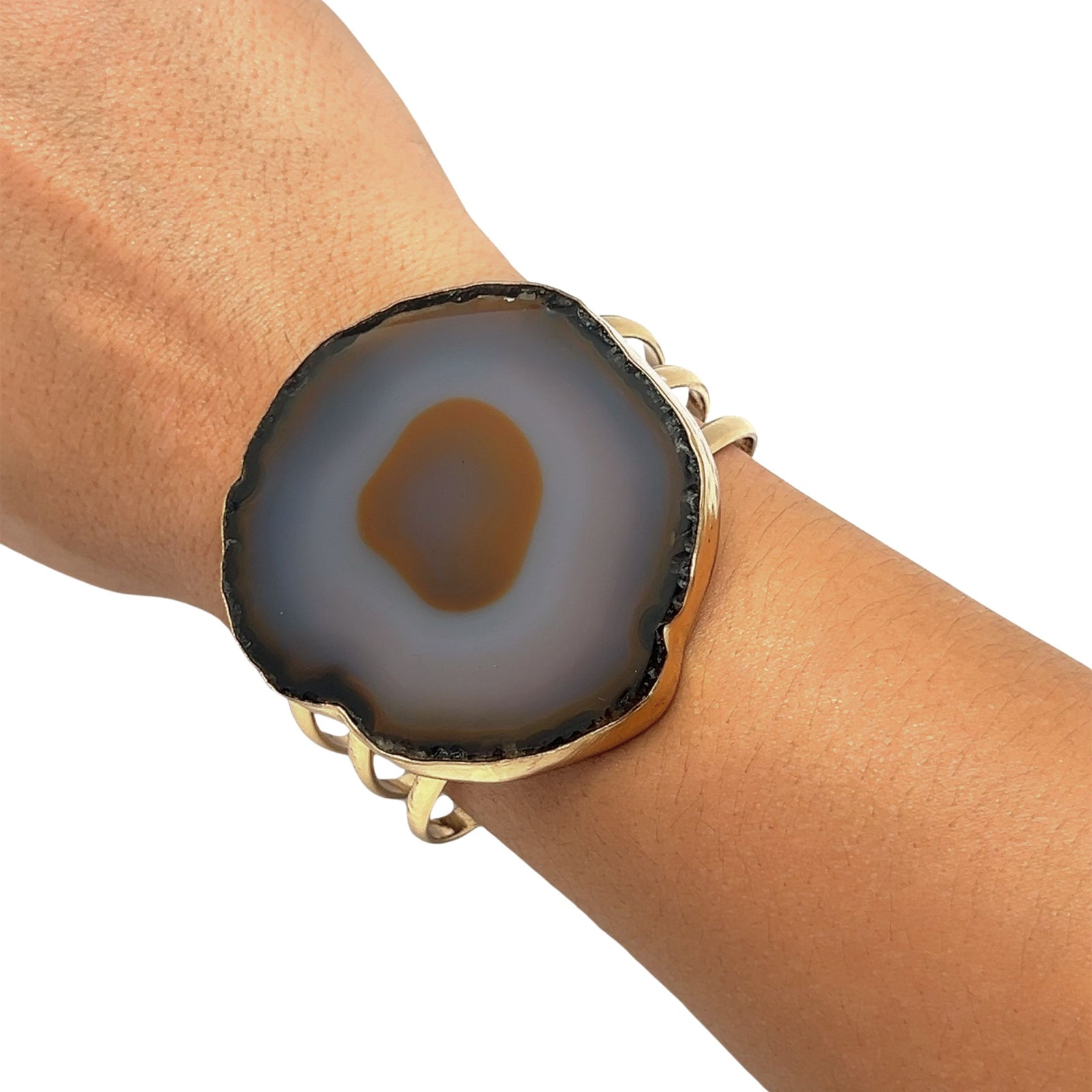 Alchemia Brown/Nude Agate Slice Multi-Band Cuff - Style #11 | Charles Albert Jewelry