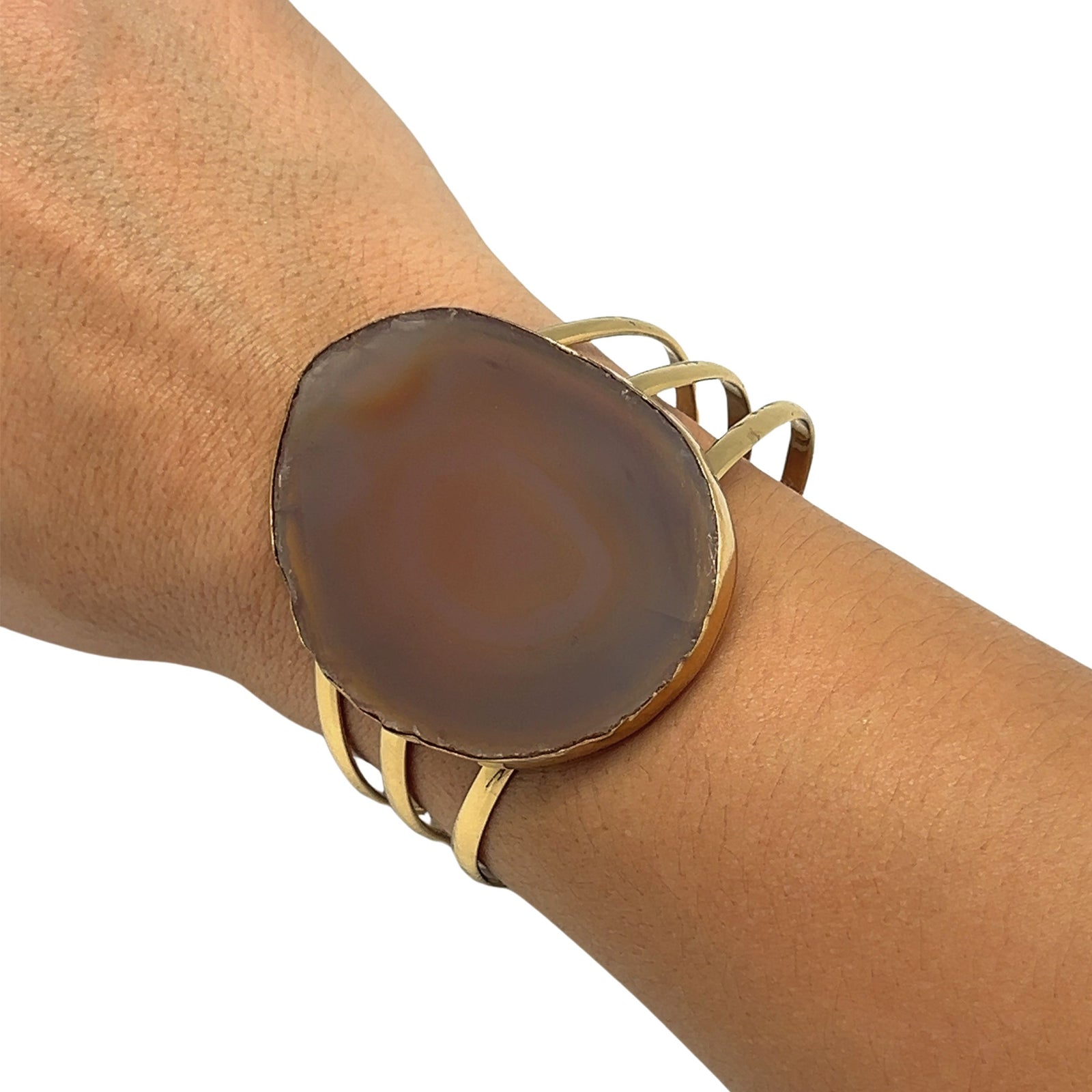 Alchemia Brown/Nude Agate Slice Multi-Band Cuff - Style #12 | Charles Albert Jewelry