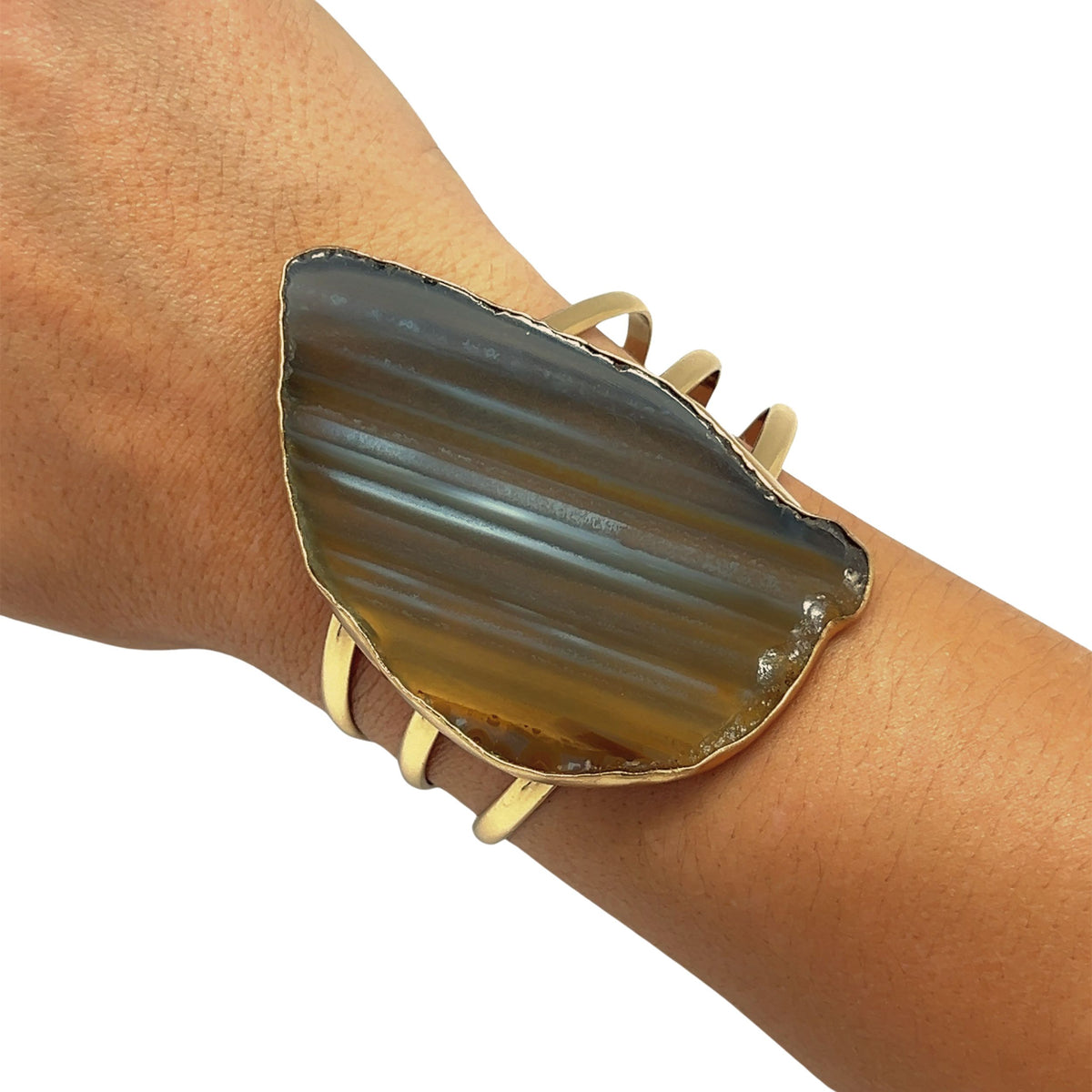 Alchemia Brown/Nude Agate Slice Multi-Band Cuff - Style #14 | Charles Albert Jewelry