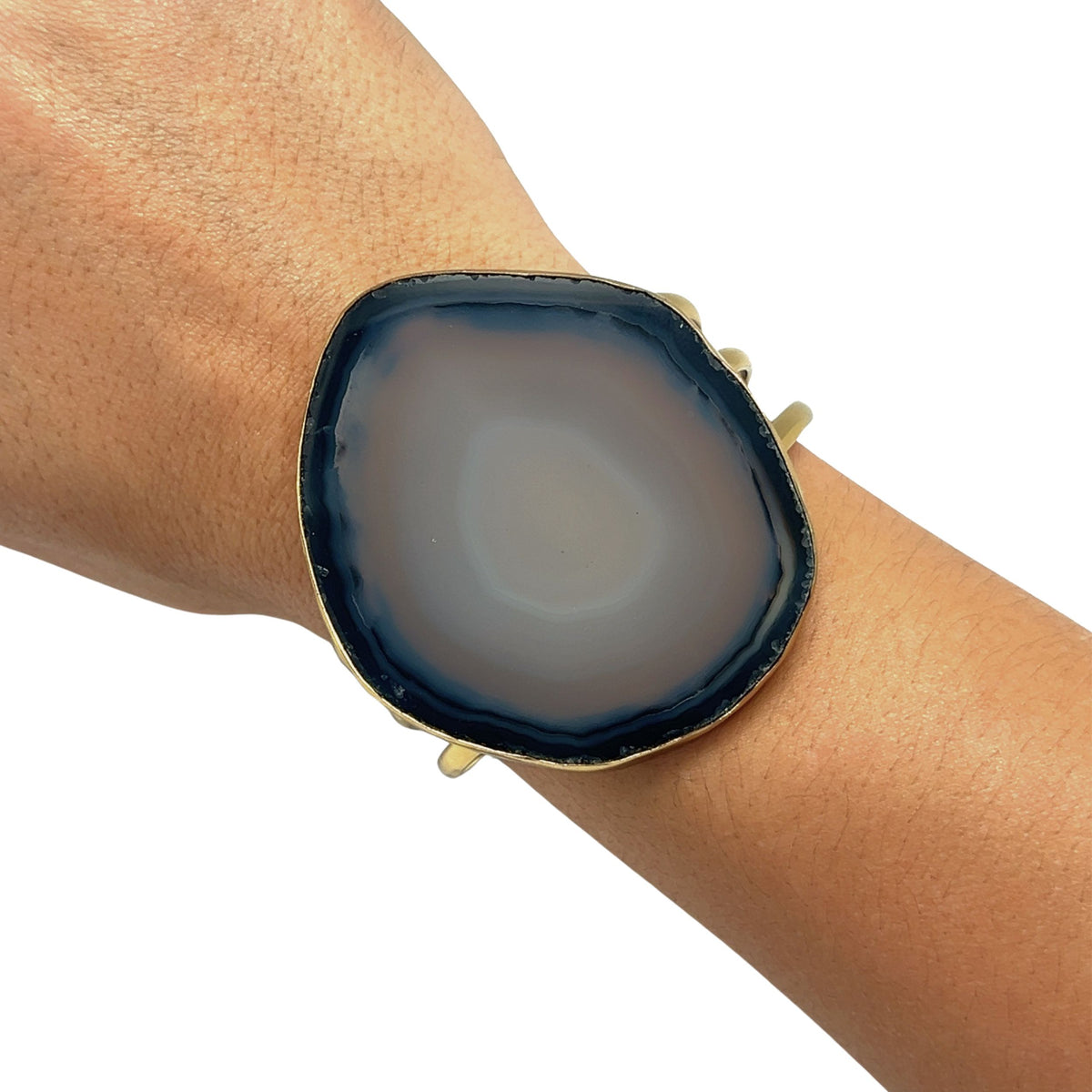 Alchemia Brown/Nude Agate Slice Multi-Band Cuff - Style #16 | Charles Albert Jewelry