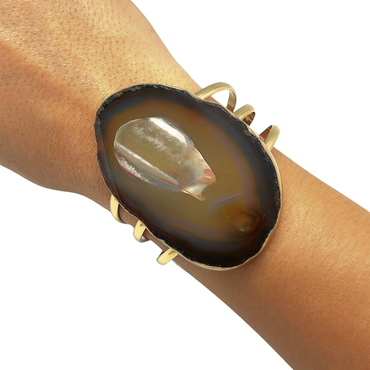 Alchemia Brown/Nude Agate Slice Multi-Band Cuff - Style #8 | Charles Albert Jewelry