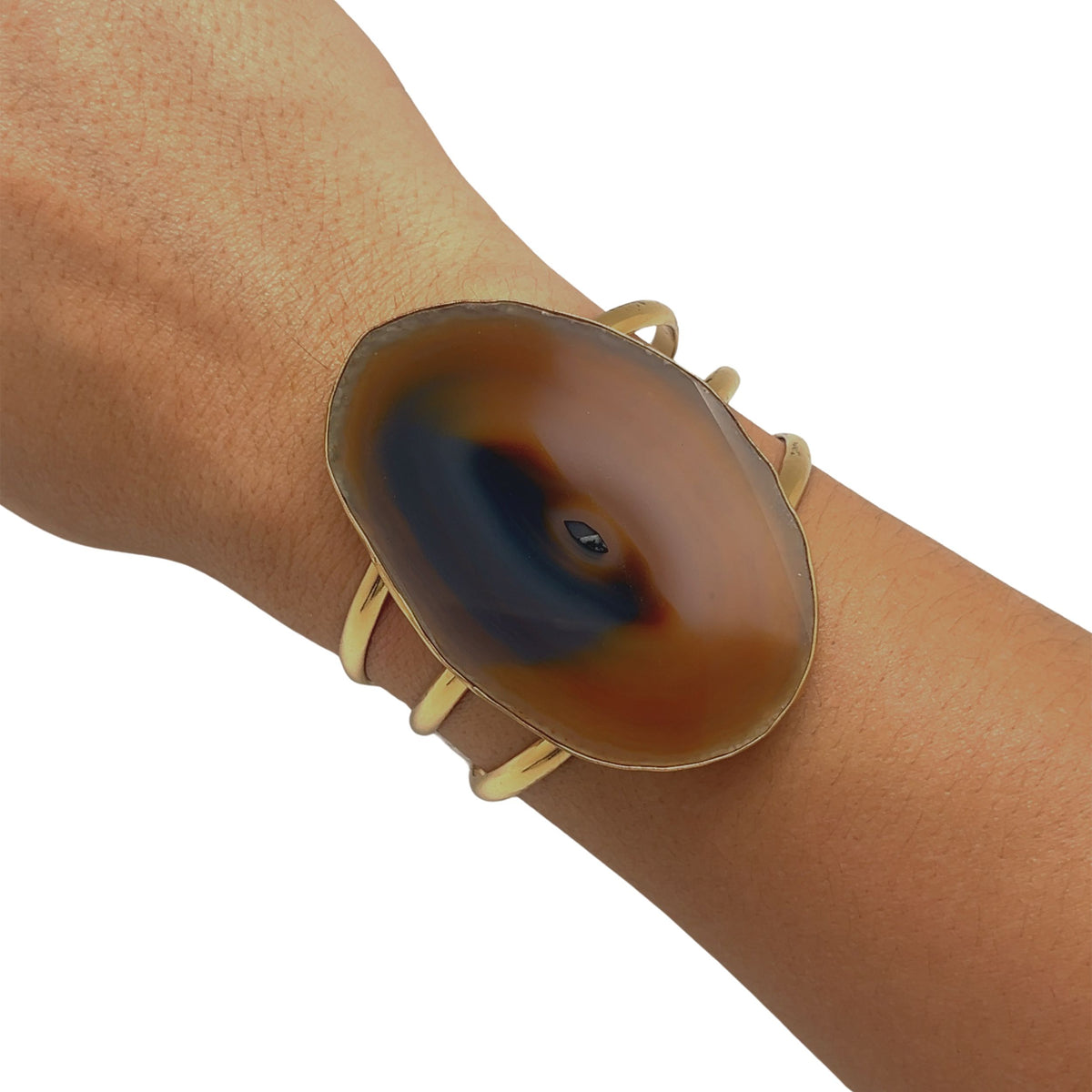 Alchemia Brown/Nude Agate Slice Multi-Band Cuff - Style #21 | Charles Albert Jewelry