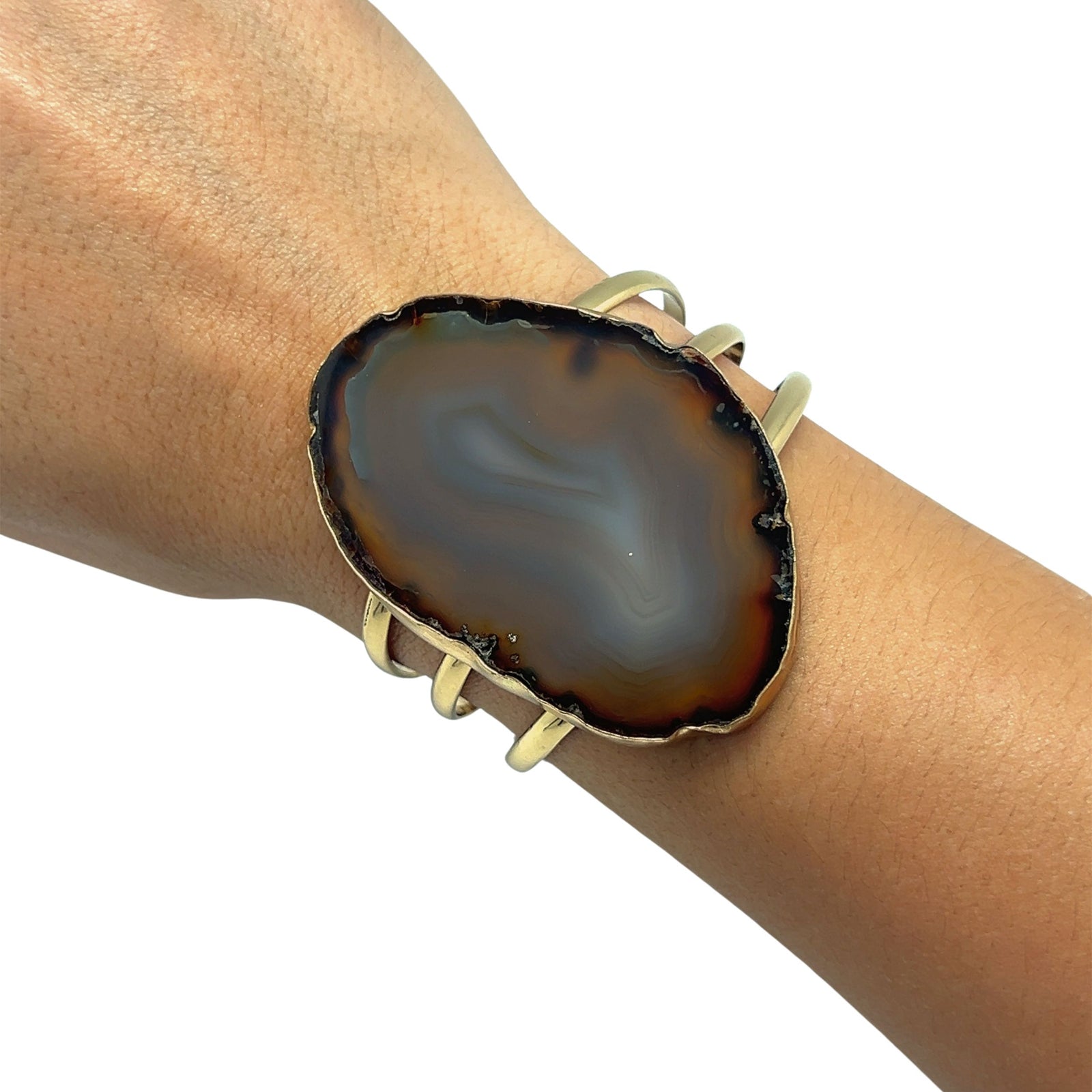 Alchemia Brown/Nude Agate Slice Multi-Band Cuff - Style #22 | Charles Albert Jewelry