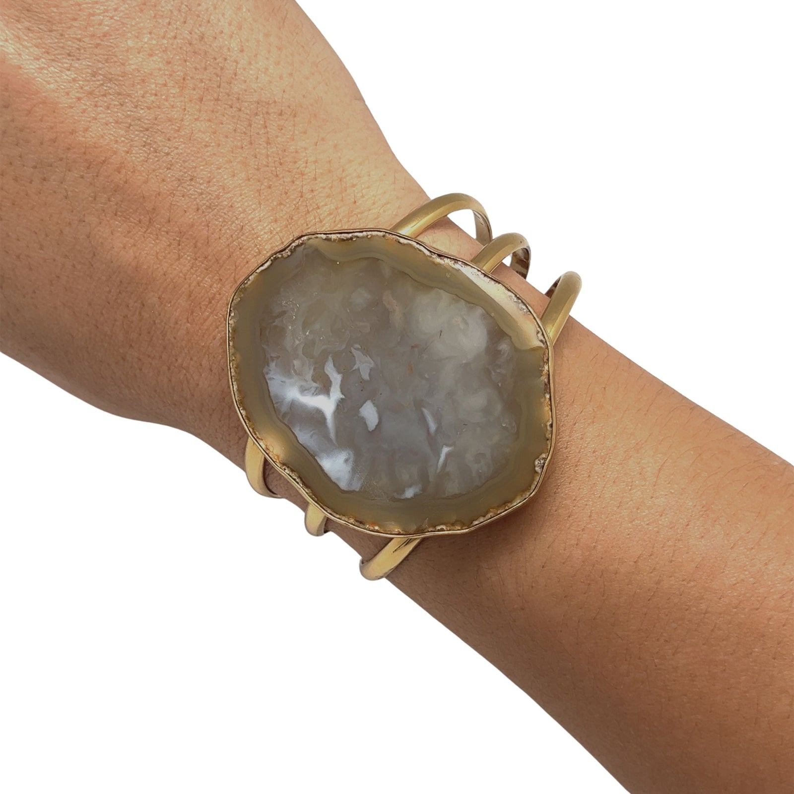 Alchemia Brown/Nude Agate Slice Multi-Band Cuff - Style #23 | Charles Albert Jewelry
