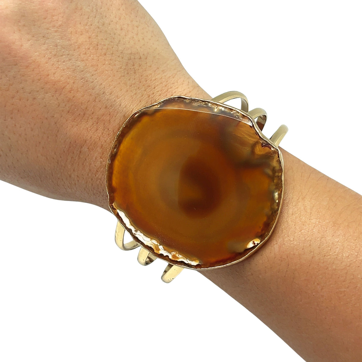 Alchemia Brown/Nude Agate Slice Multi-Band Cuff - Style #6 | Charles Albert Jewelry