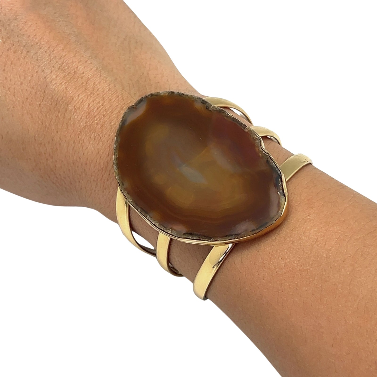 Alchemia Brown/Nude Agate Slice Multi-Band Cuff - Style #7 | Charles Albert Jewelry