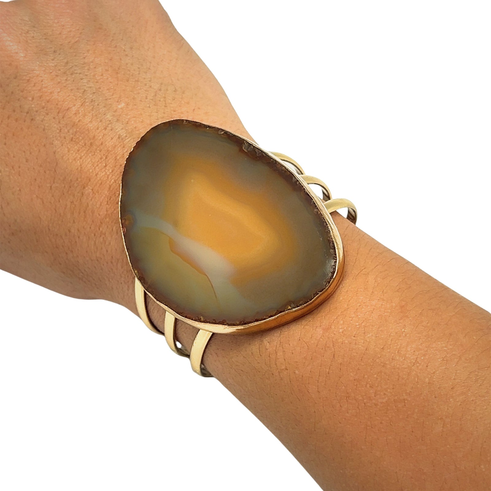 Alchemia Brown/Nude Agate Slice Multi-Band Cuff - Style #8 | Charles Albert Jewelry