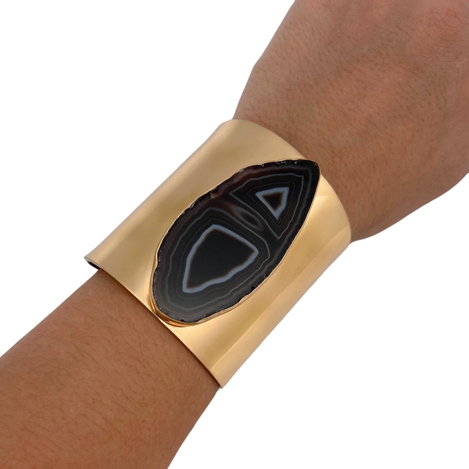 Alchemia Brown/Nude Agate Slice Solid Cuff - Style #6 | Charles Albert Jewelry