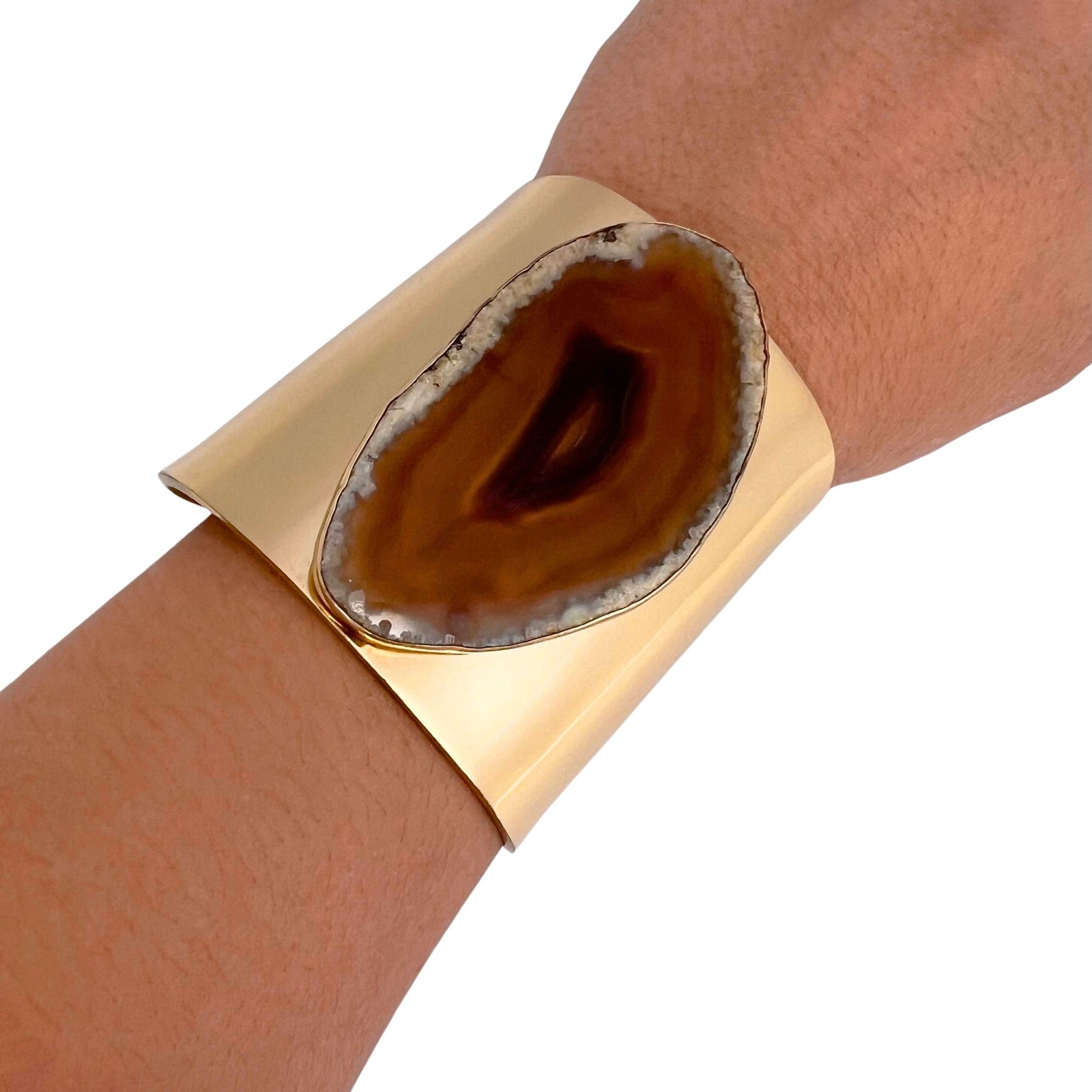 Alchemia Brown/Nude Agate Slice Solid Cuff - Style #9 | Charles Albert Jewelry